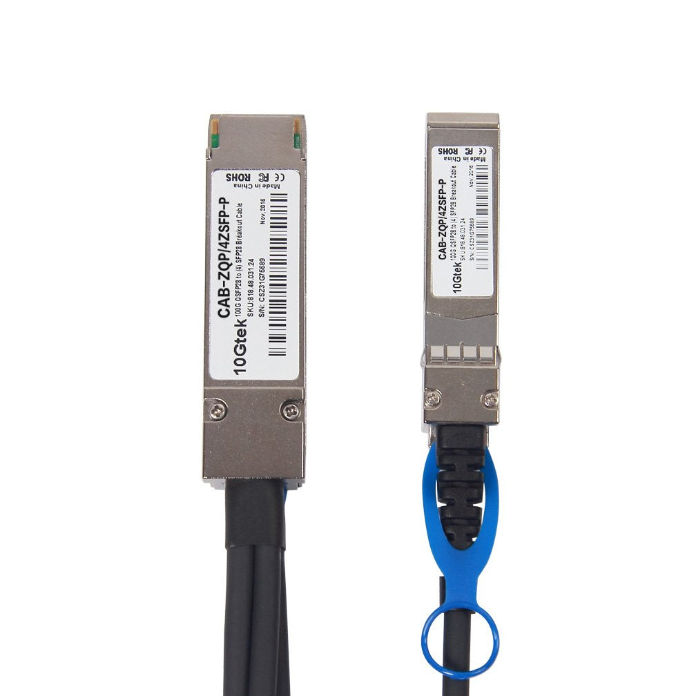 10Gtek 100G Qsfp28 To 4X 25G Sfp28 Breakout Dac Passive Direct Attach Copper Twinax Cable For Cisco Qsfp 4Sfp25G Cu2M, Ubiquiti,