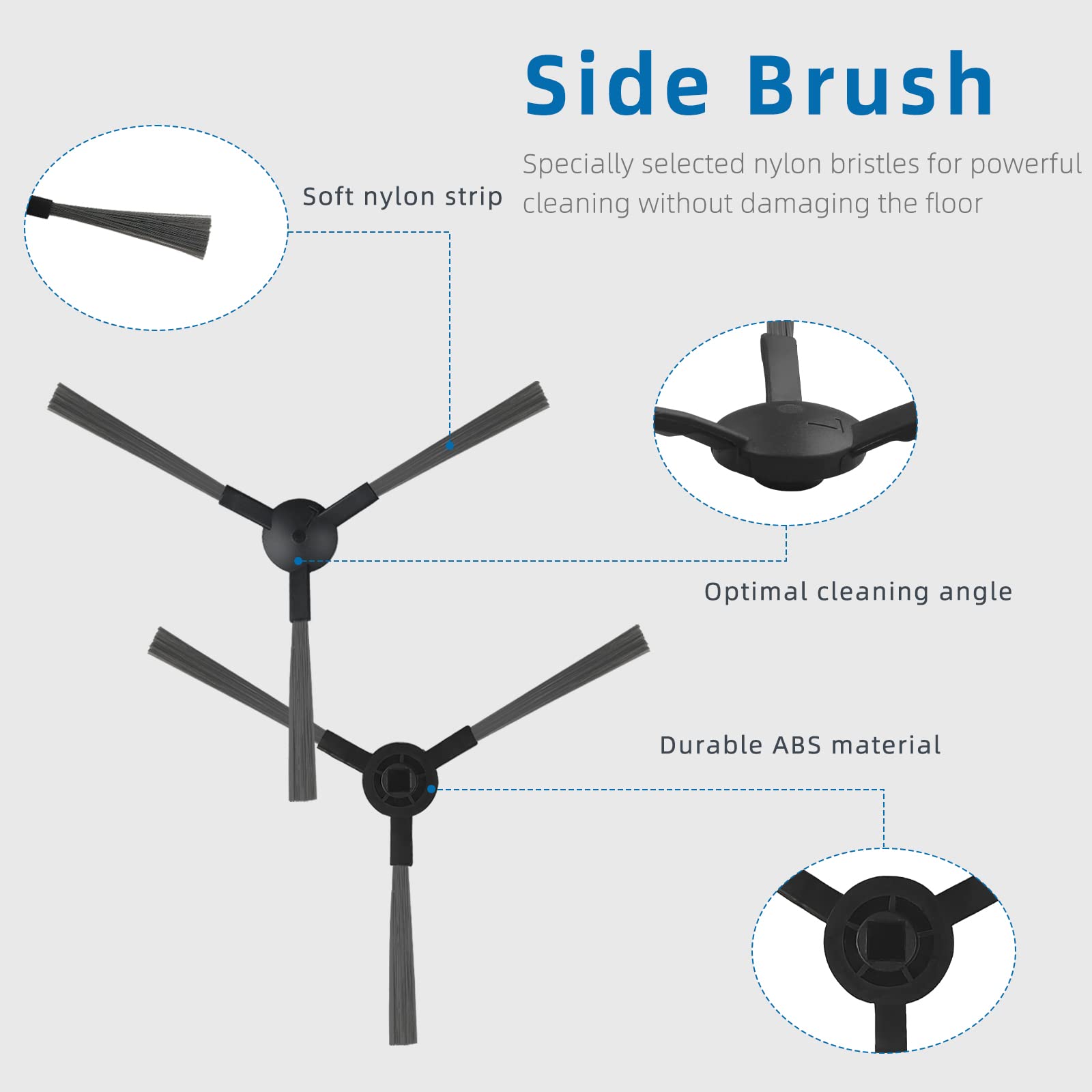 lvtengai Robot Vacuum Accessories - Compatible with MAMNV BR150 BR151, G20 - 3 Hepa Filters, 3 Mop Pads, 6 Side Brushes, Blue/White/