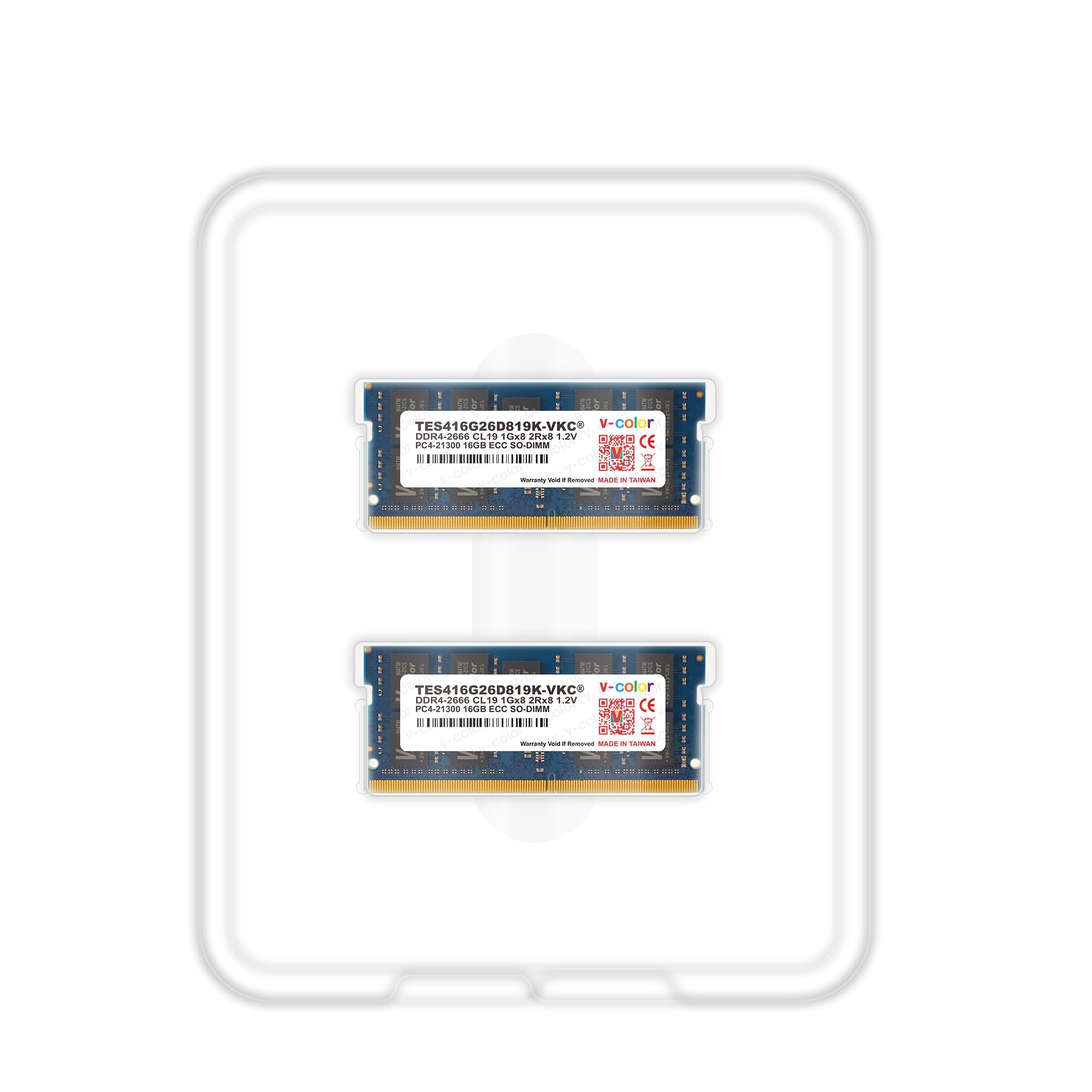 V Color 32Gb (2 X 16Gb) Ecc So Dimm Ddr4 2666Mhz (Pc4 21300) For Nas Micro Server/Workstation/Compatible With Synology 21 Series 2Rx8 Cl19 1.2V (Tes416G26D819K Vkc)