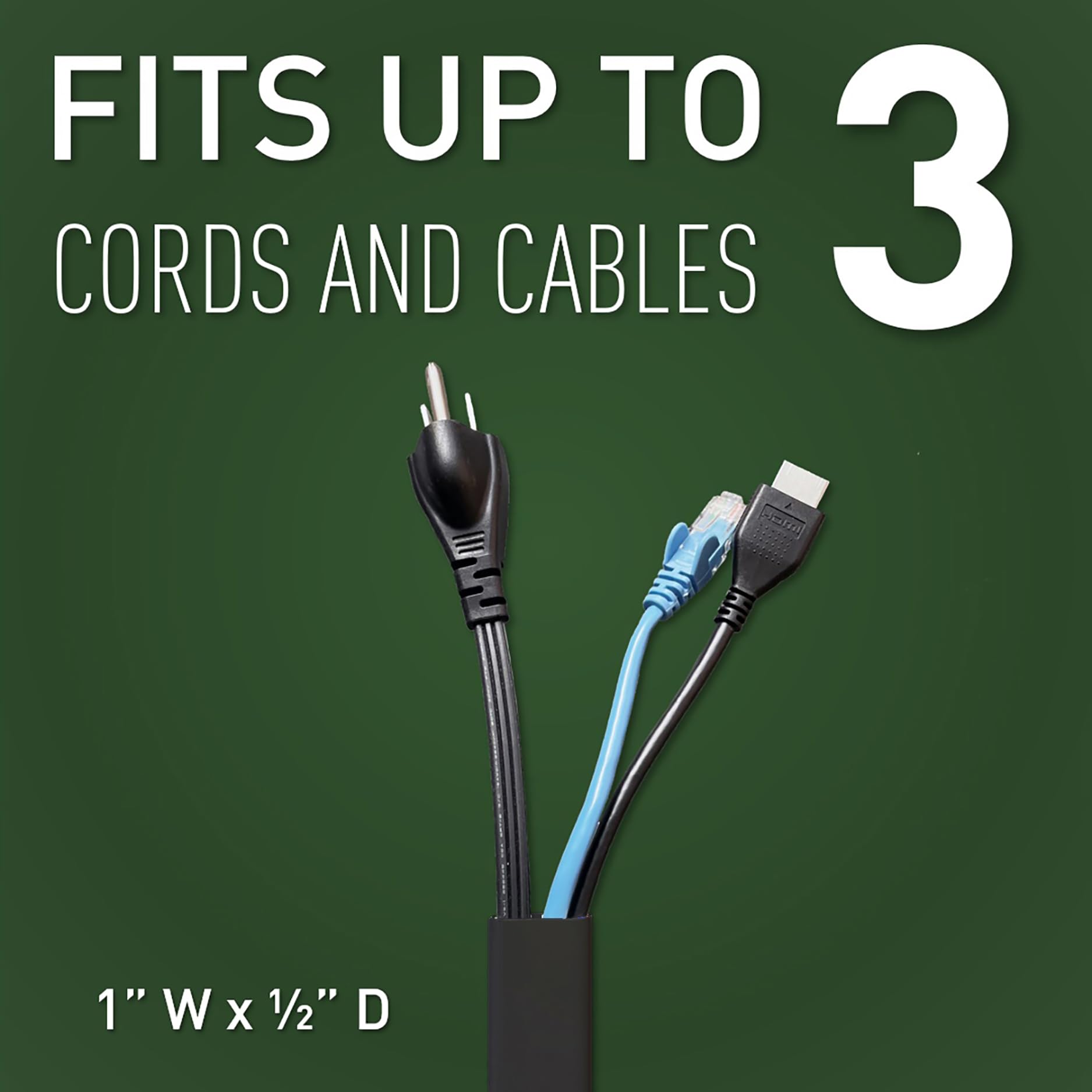 Legrand Wiremold C210Sbk Cordmate Ii 128 Inch 20 Piece Cord Cover Kit, Organizer For Wall, Holds Up To 3 Cords Or Cables, Sustai