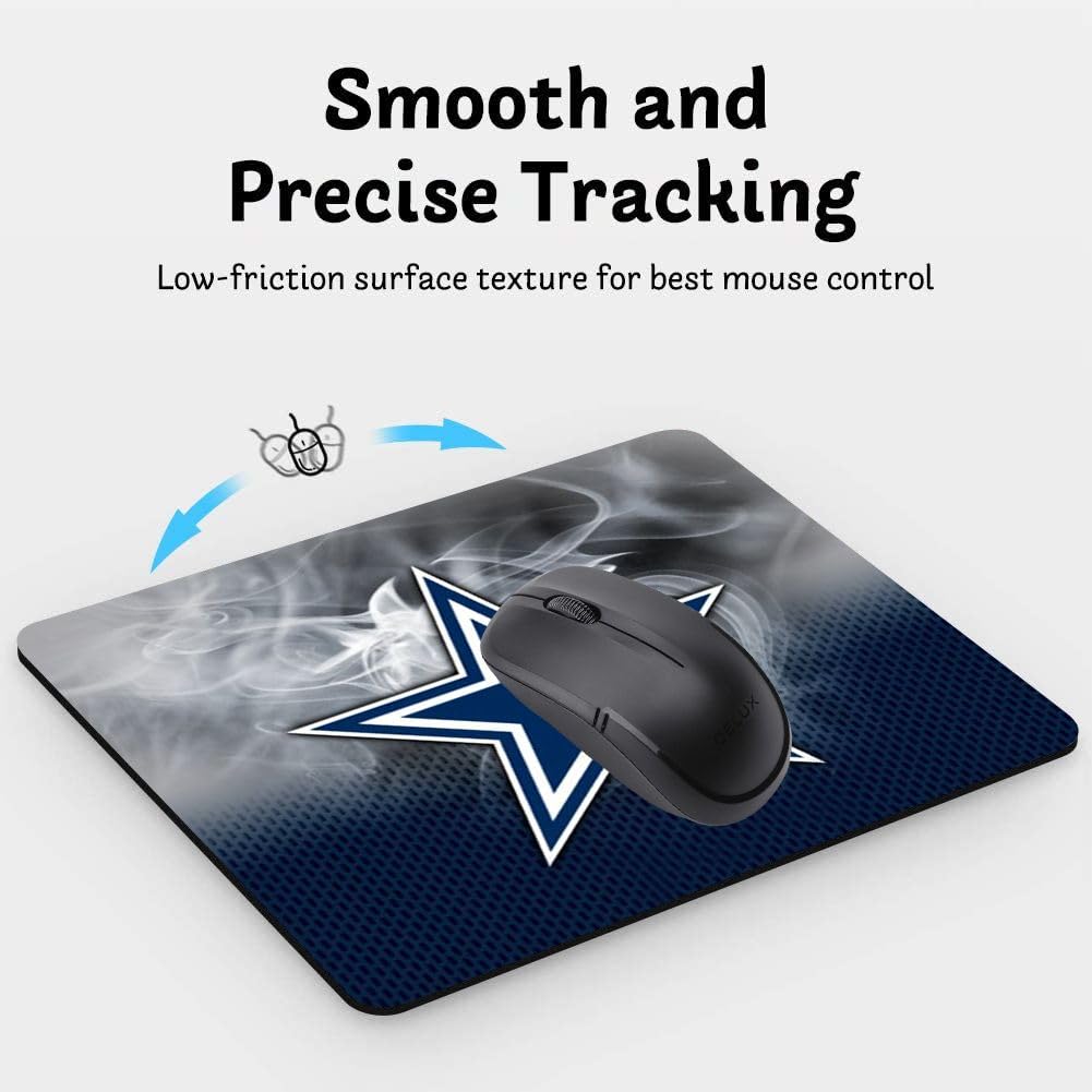 Zyjtek Gaming Mouse Pad For Football Sports Fans,White Blue Design Non Slip Rubber Base Square Mousepad For Computers Laptop Des