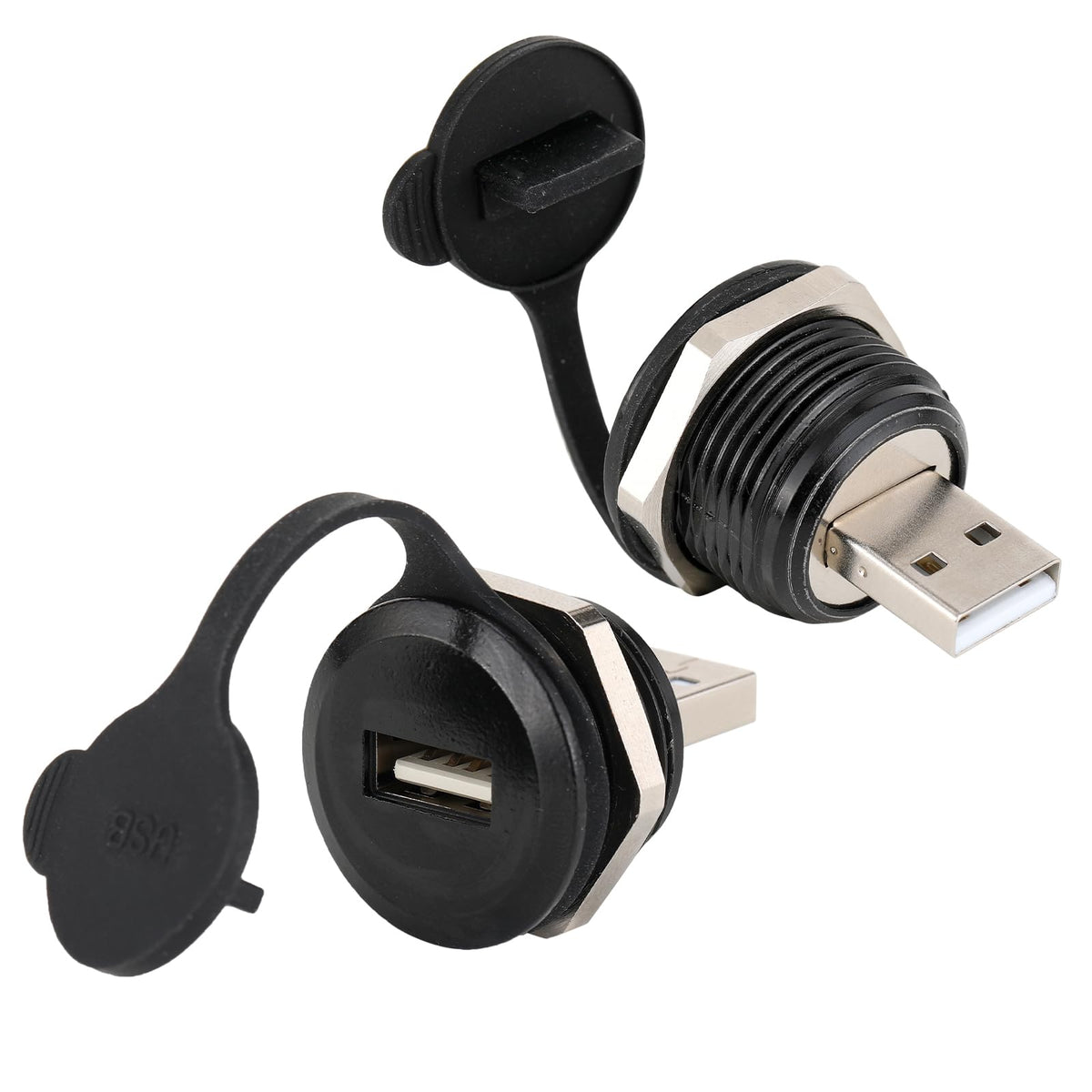 Penglin 2Pcs Usb2.0 Male To Female Panel Mount Connector, Usb 2.0 Plug To Socket Pass Through Connector Converter High Speed Dat