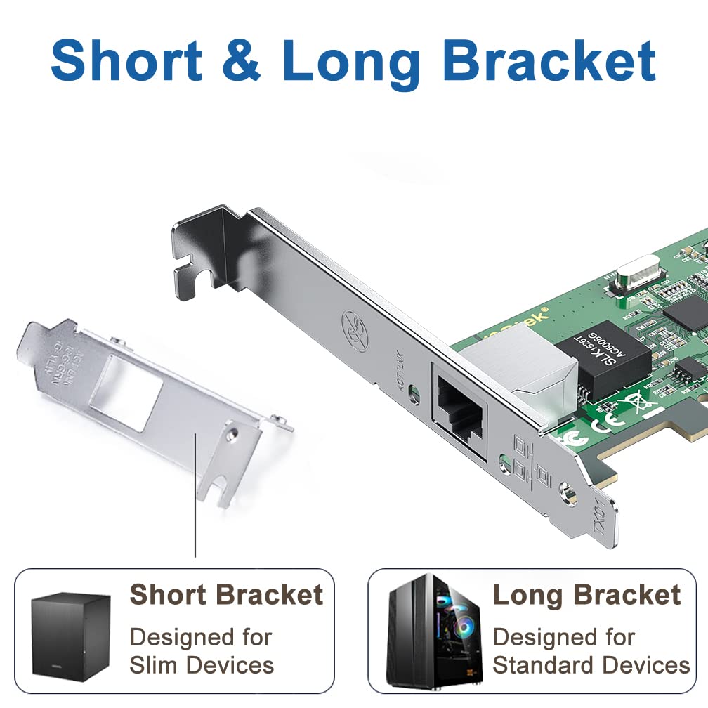 H!Fiber Gigabit Pcie Nic With Intel I210 Chip, 1Gb Network Card Compare To Intel I210 T1 Nic, Single Rj45 Port, Pci Express 2.1 X1, Ethernet Card With Low Profile For Windows/Windows Server/Linux