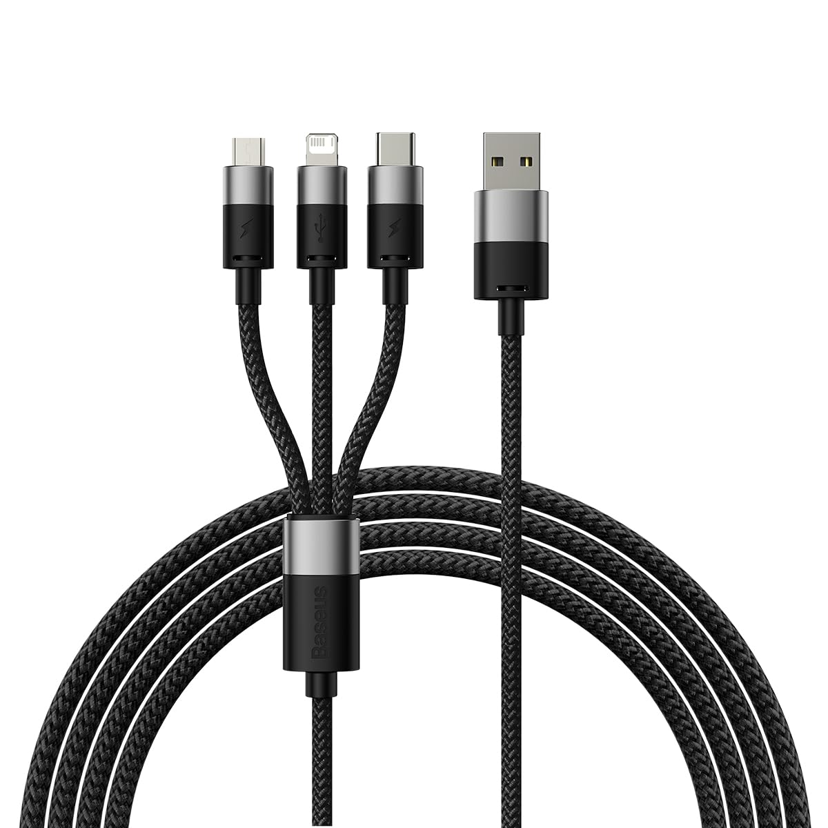 BASEUS StarSpeed 1-for-3 High-speed USB data cable to M+L+C 3.5A 1.2m Black