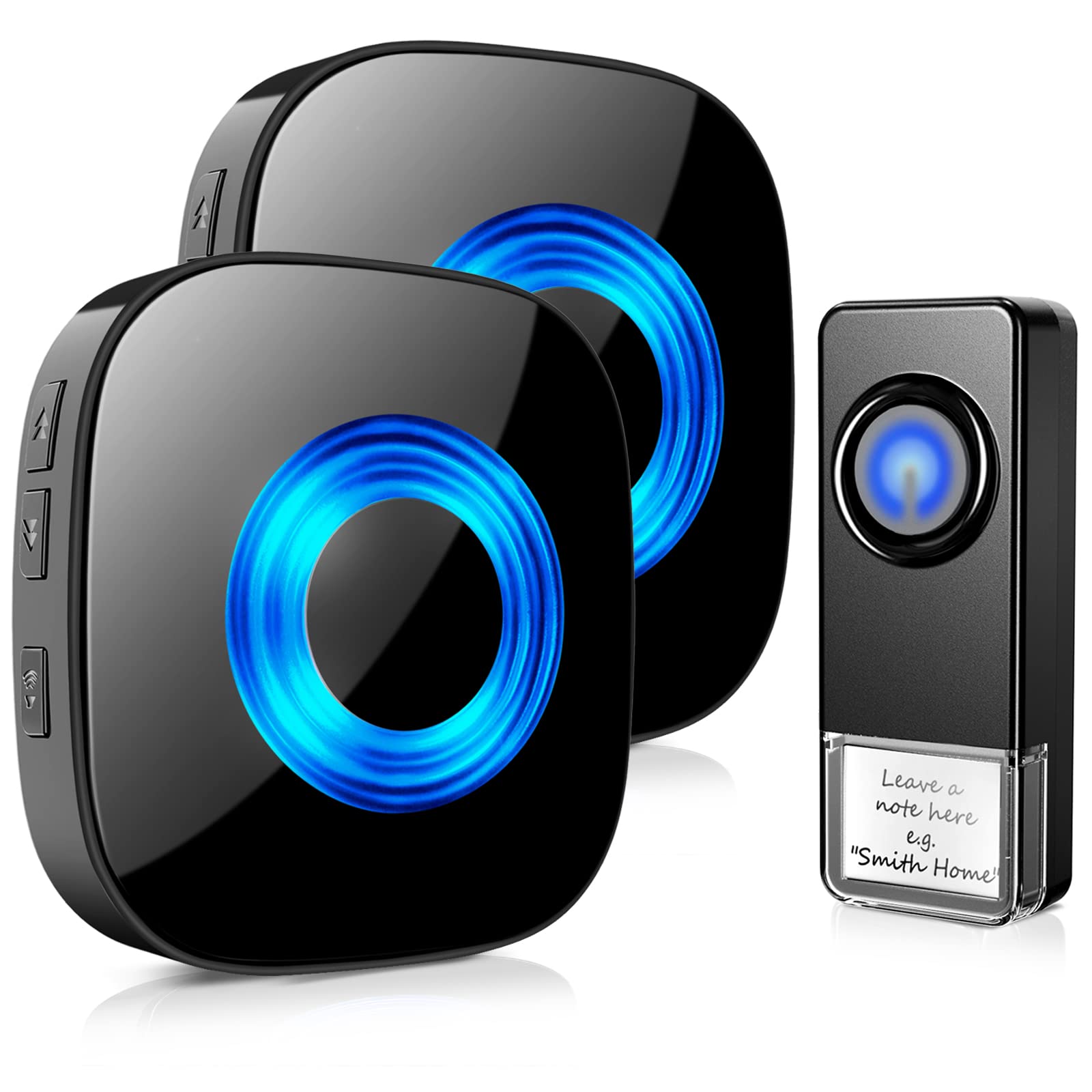 Wireless Doorbell With 2 Receivers, Physen Waterproof Door Bells & Chimes Wireless, Over 1300Ft Coverage, 58 Chimes, 110Db Loud