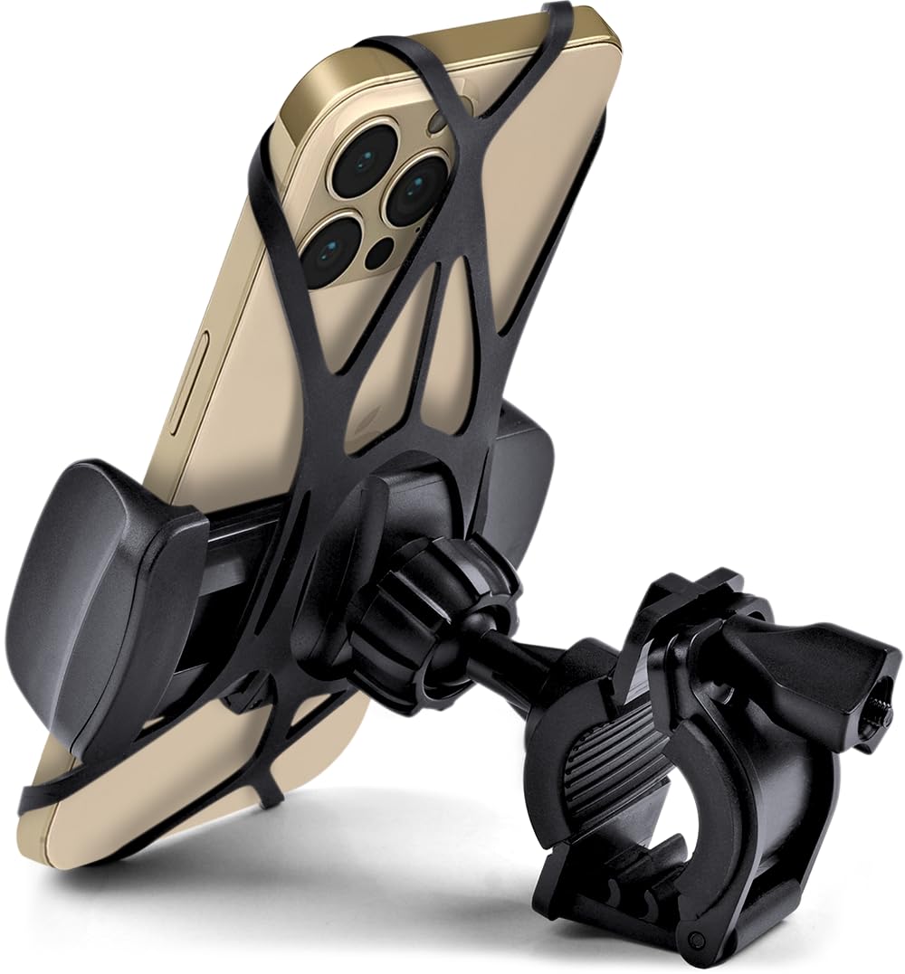 Bike & Motorcycle Phone Mount - For Iphone 16 Pro Max (15, 14, Se, Plus), Galaxy S25 Or Any Cell Phone - Universal Handlebar Hol