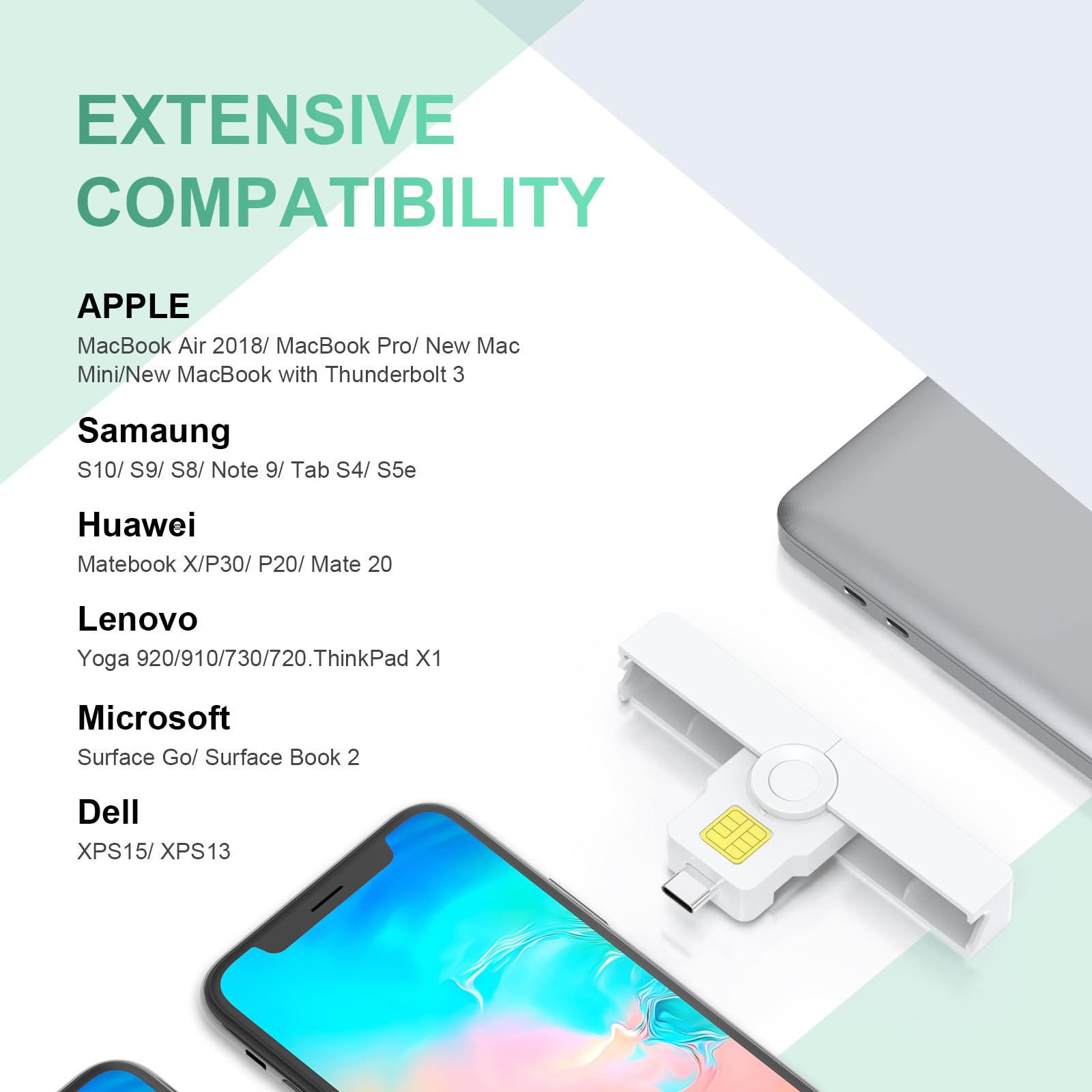 MTAKYI USB-C CAC Smart Card Reader - DOD Military Type-C for Credit/ID/IC Cards - Compatible with Windows, Mac, Android, MacBook Pro-Mini