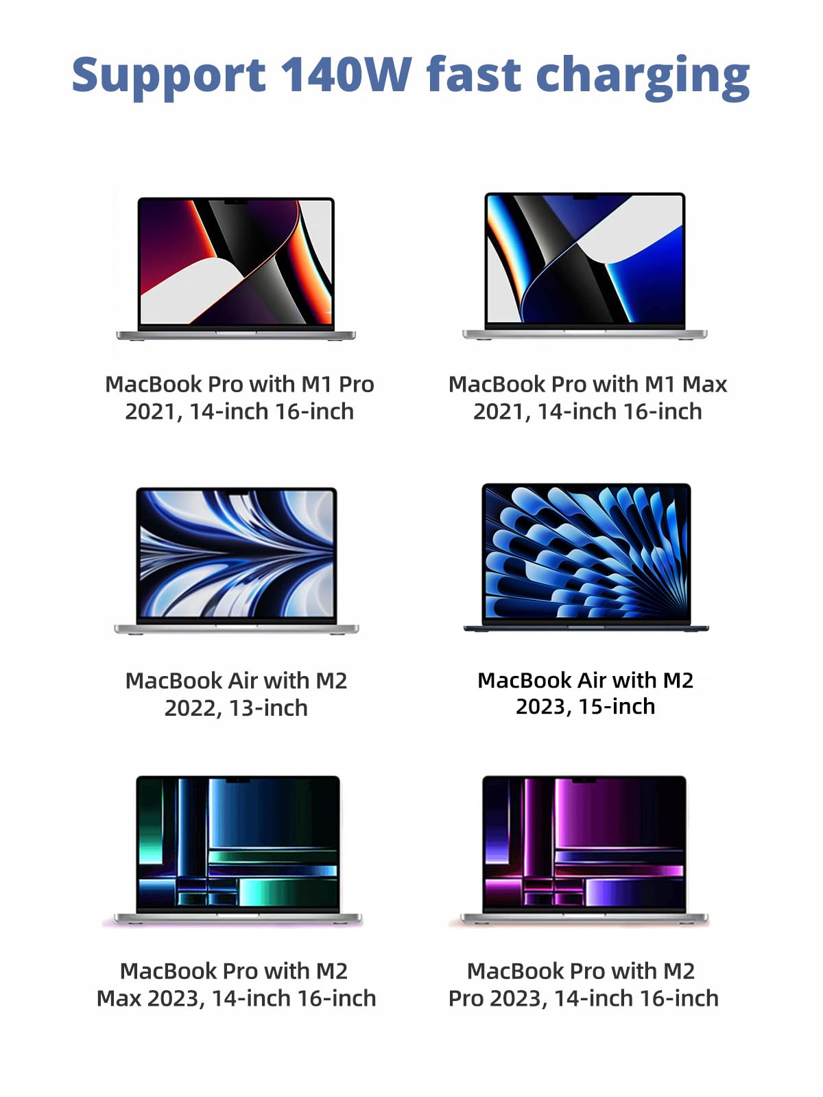 140W Usb C To Magnetic 3 Cable, Compatible With Macbook Pro 2021 M1 Pro & Max Chip 14'' 16'', Macbook Air 2022 2023 M2, Macbook