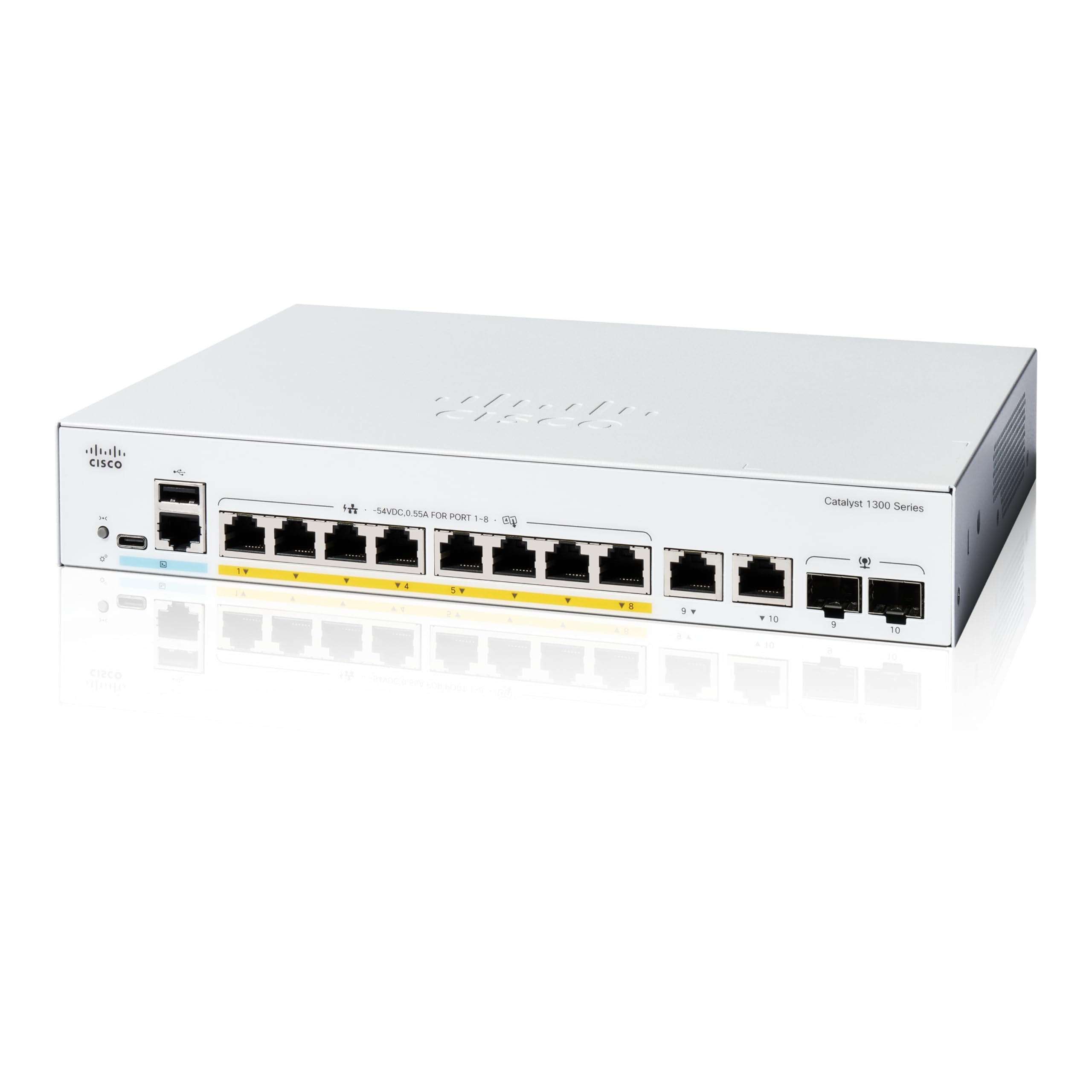 Catalyst 1300 8-Port Ge, Poe, Ext Ps, 2X1G Combo