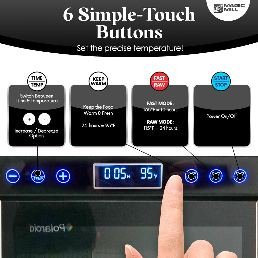 Magic Mill Food Dehydrator Machine | 11 Stainless Steel Trays | Adjustable Timer And Temperature Control | Jerky, Herb, Meat, Be