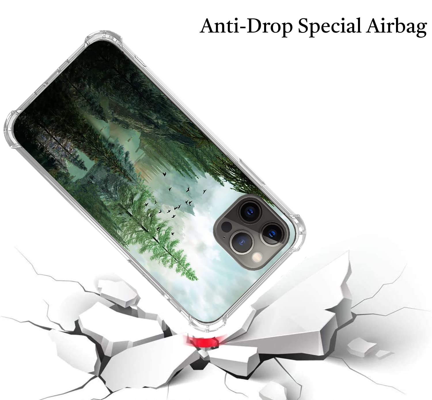 WidofvSpky iPhone 12/12 Pro Phone Case Mountain Birds Design TPU Bumper Cover