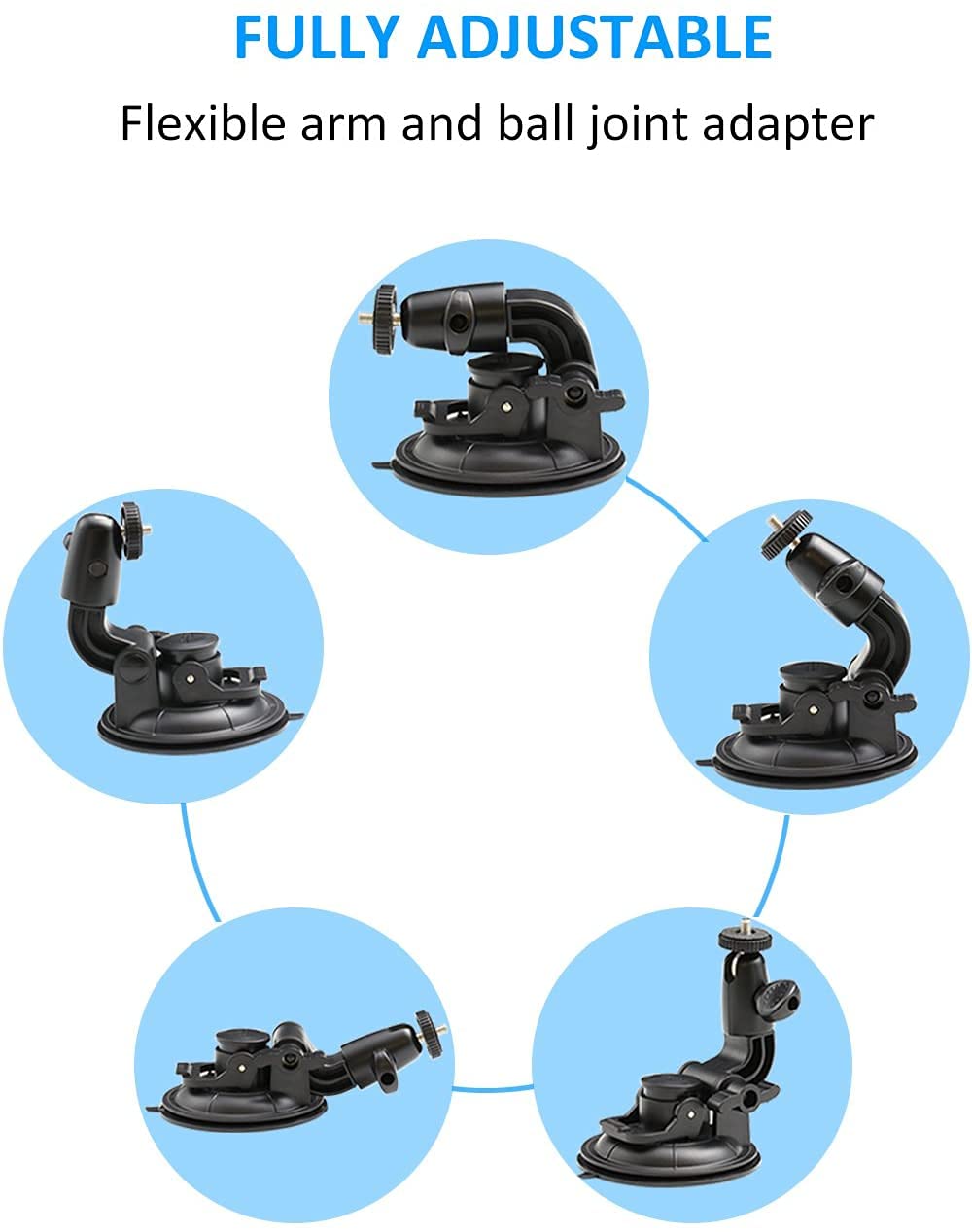 Exshow Car Camera Mount Holder For Gopro, Suction Cup Car Windshield Dashboard Dash Mount, Heavy Duty Action Camera Stand For Go