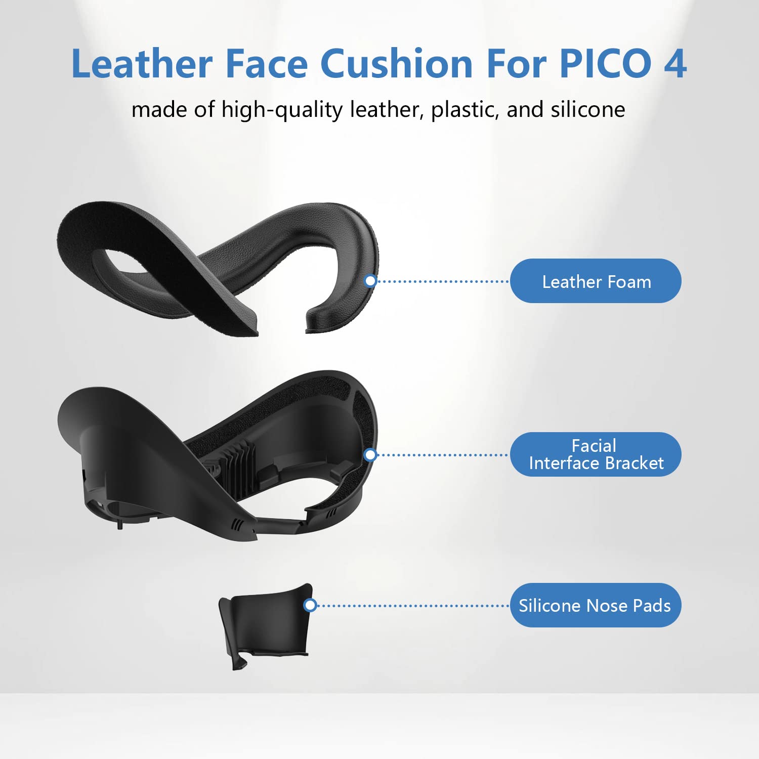 Amvr Face Cover For Pico 4/Pico 4 Ultra, Resilient Vent Leather Face Pad Replacement Soft Facial Cushion Interface Bracket Set W