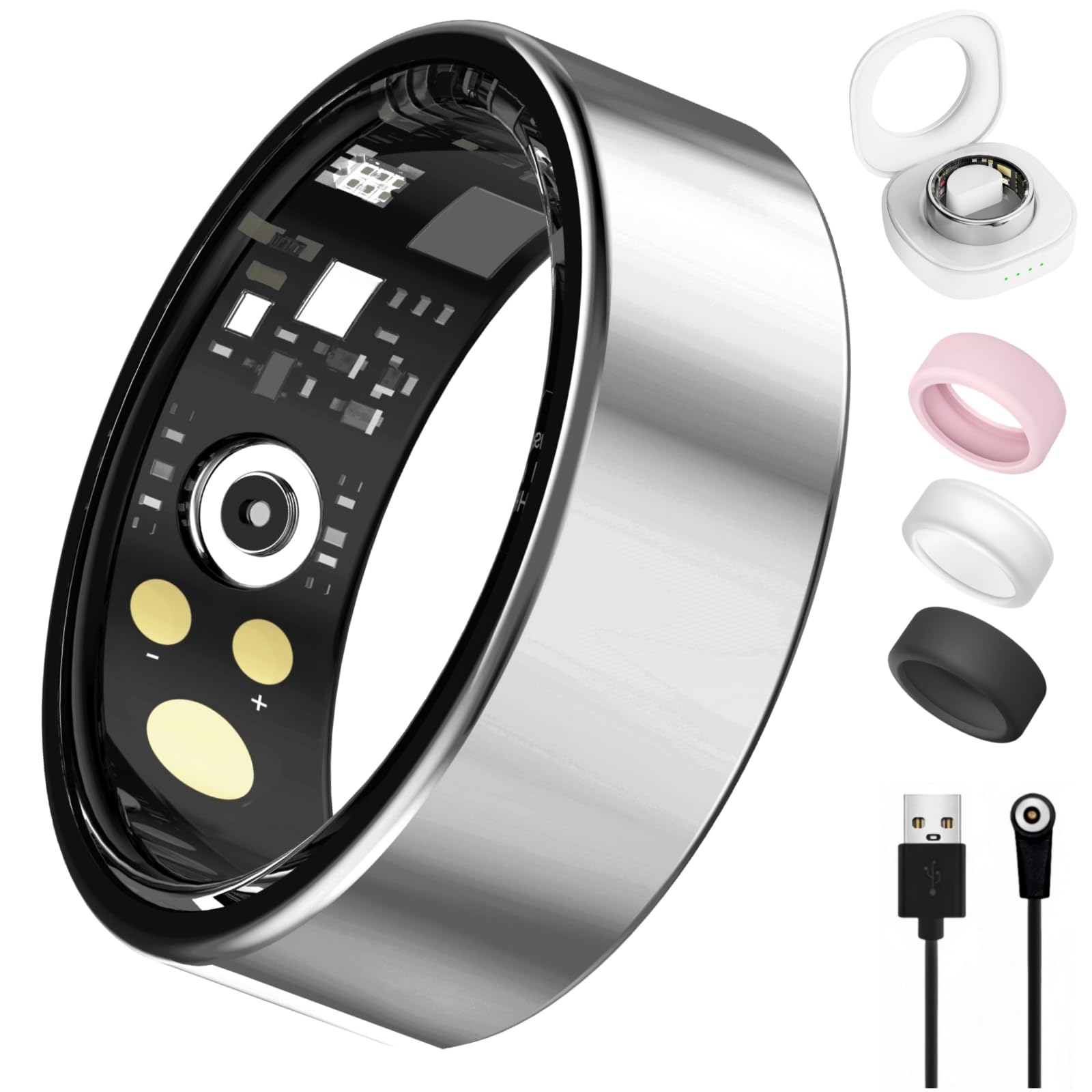 Smart Ring for Women Men, Health Tracker with Heart Rate/Blood Oxygen/Blood Pressure/Sleep Monitor/Step Counting, IP68 Waterproo