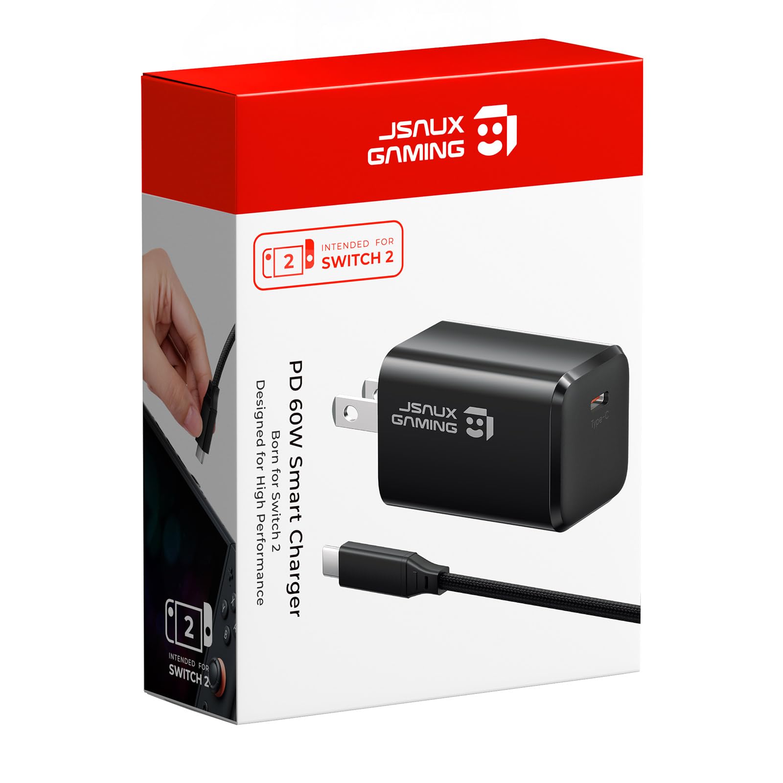 JSAUX 60W USB C Charger Intended for Nintendo Switch 2 Support TV Mode