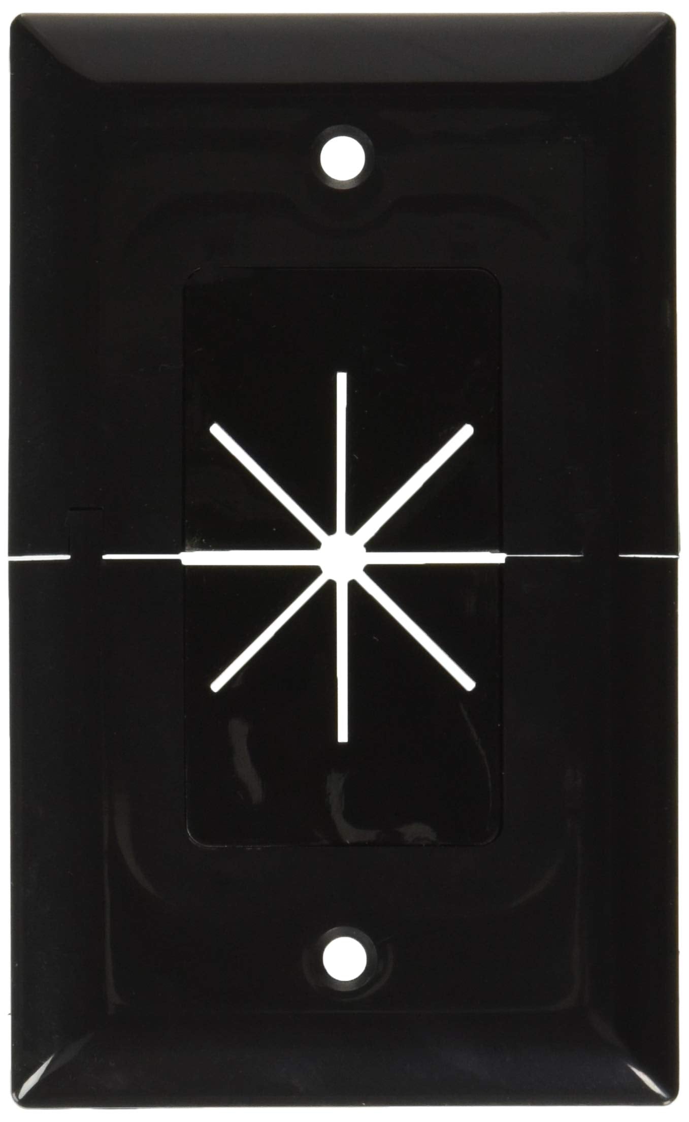 Data Comm Electronics 45 0017 Bk Split Style Tv Plate With Flexible Av/Hdmi Cable Pass Through   Black