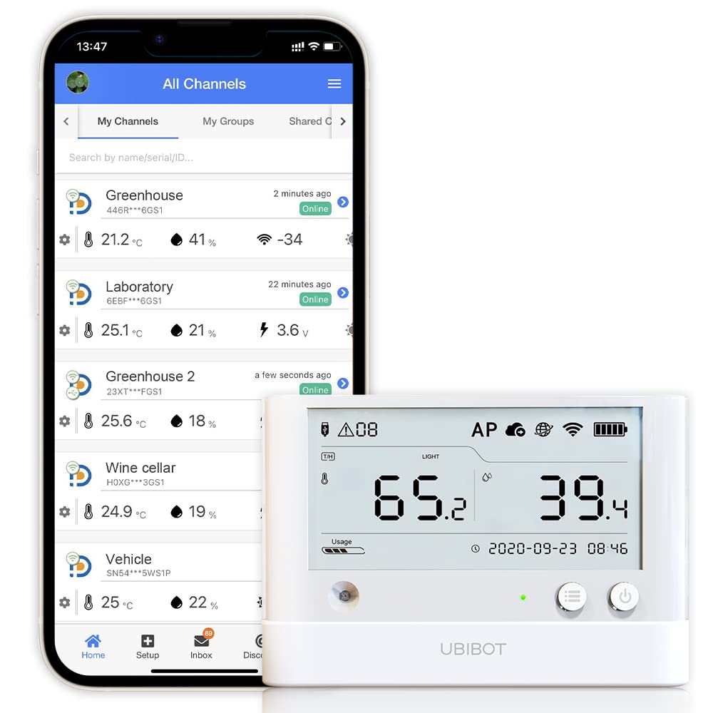Ubibot Ws1 Pro Wifi Temperature Humidity Illumination Monitor   Accurate Sensing, Multiple Alerts, External Probe Expansion, Dev