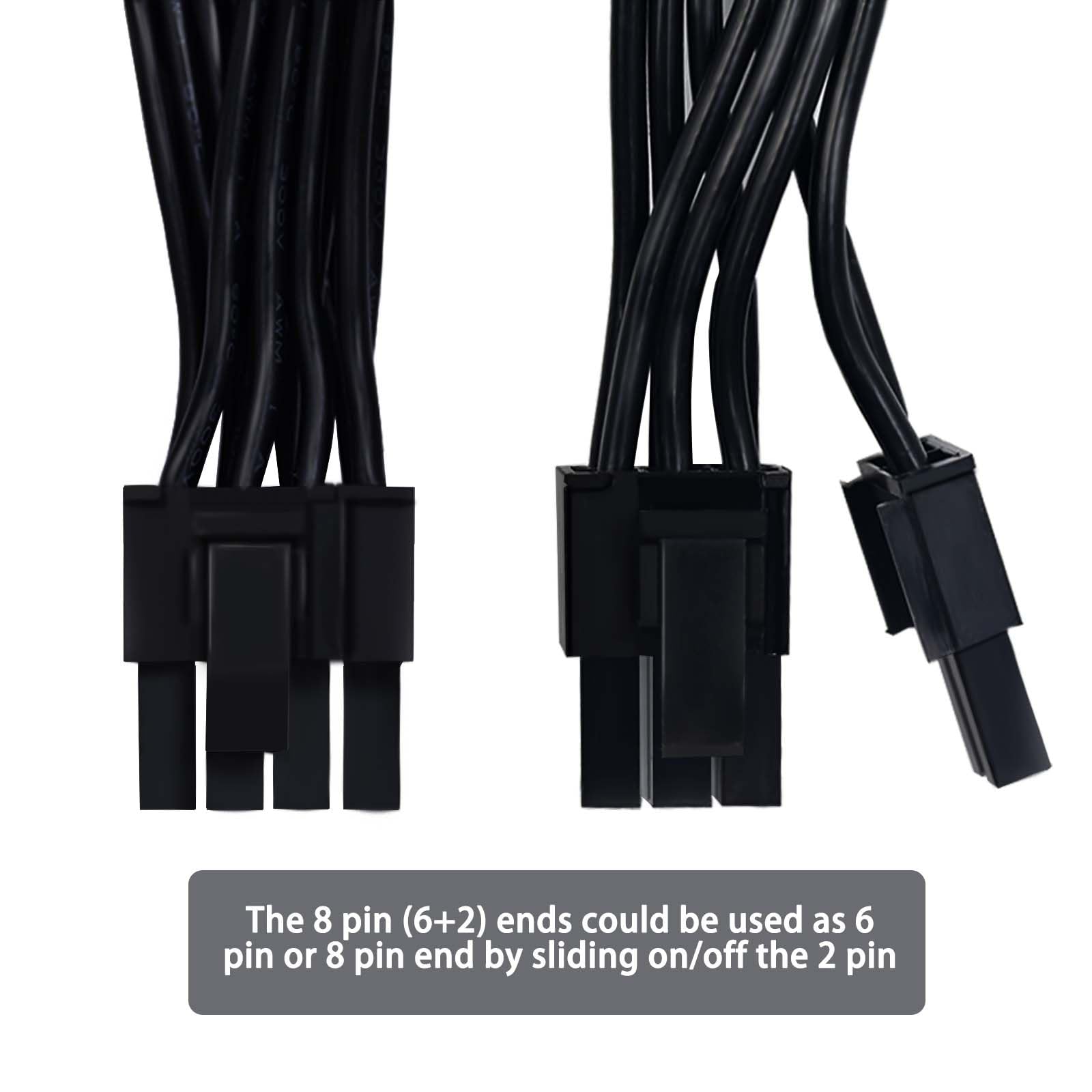 Comeap Pcie Cable For Corsair, Atx Cpu 8 Pin Male To Dual Pcie 8 Pin (6+2) Male Power Cable For Corsair Thermaltake Aresgame Pow