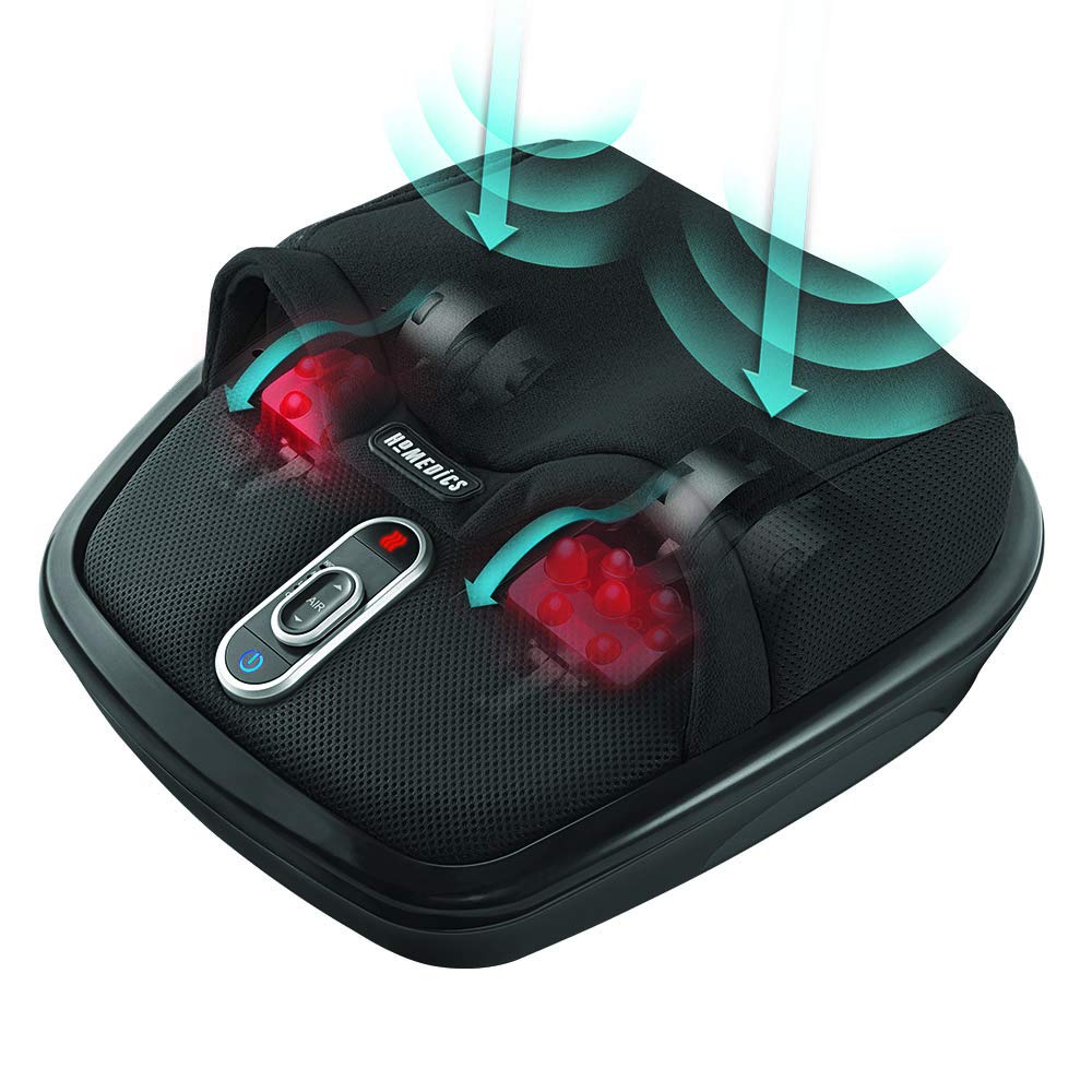 Homedics Shiatsu Air Max Foot Massager, Air Compression Massage, Deep Kneading Rolling Massage, Soothing Heat, Pain Relief And M