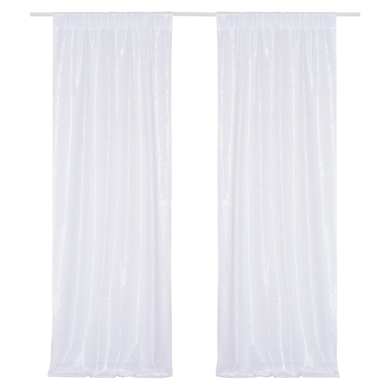 Poise3Ehome White Sequin Backdrop Curtains, 2 Panels White Sequin Backdrop, 2Ftx8Ft Sequin Curtains For Party Wedding Sequence B