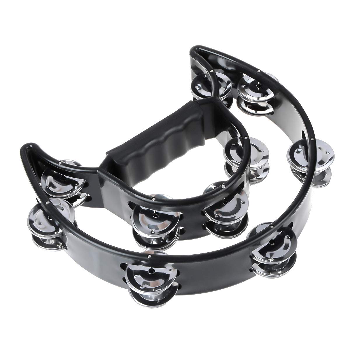 Half Moon Musical Tambourine Double Row Metal Jingles Hand Held Percussion Drum Multicolor For Ktv Party With Ergonomic Handle G