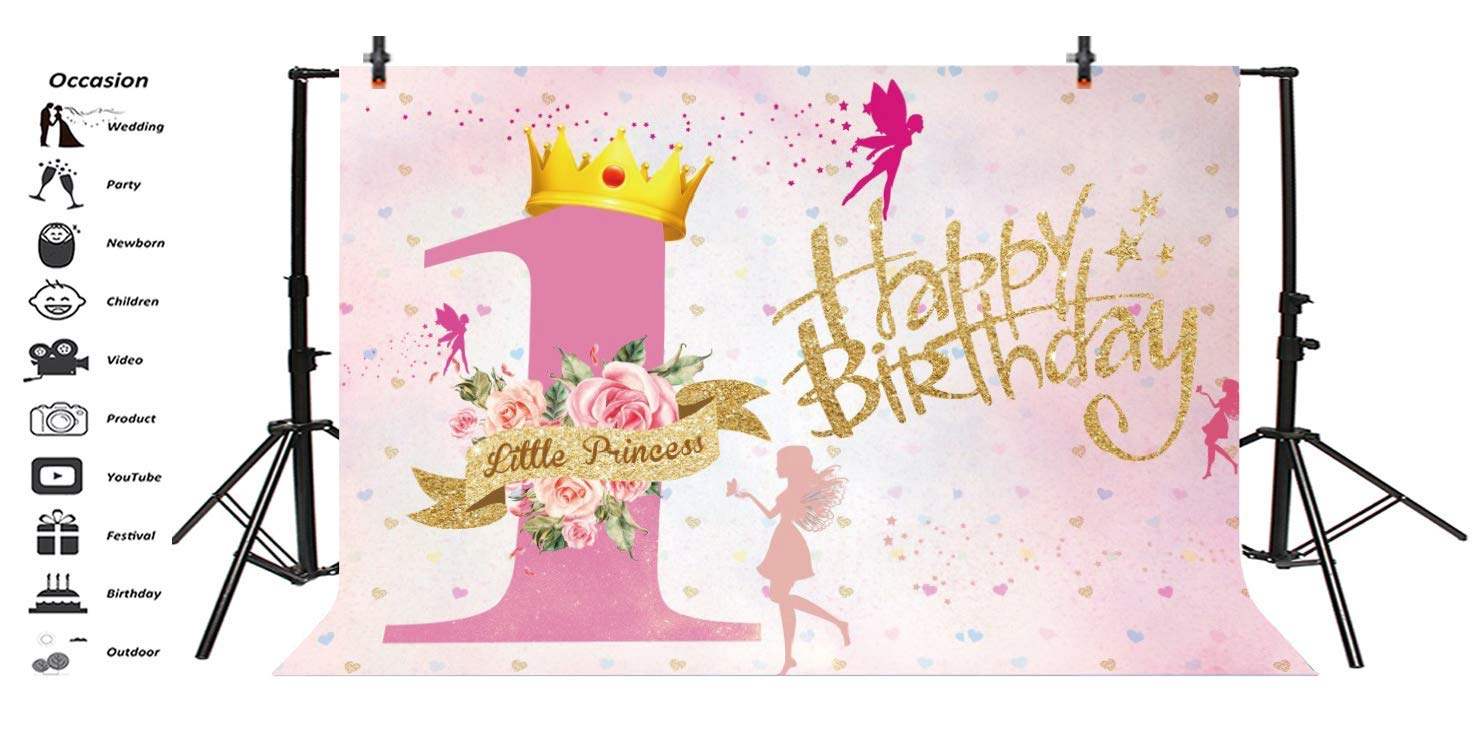 Lfeey 1St Birthday Backdrops For Photography Girl Princess Sweet Pink First Birthday Photo Background Kids Baby Girls 1 Year Old