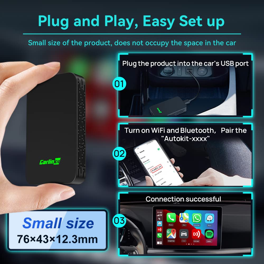 Carlinkit 5.0 2Air Carplay Wireless Adapter,Android Auto Dongle 2025 Release,For Oem Wired Carplay And Android Auto Car,Auto Connect,Lossless Ota Update,For Iphone And Android,Via Plug In Usb Link