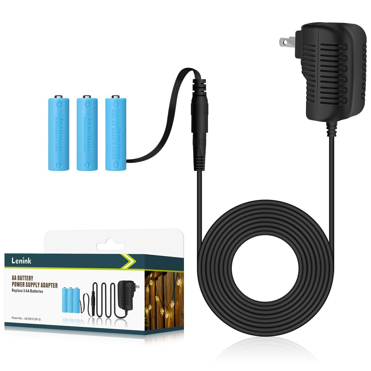 Lenink Ac Power Supply Adapter For 3 Aa Battery, Aa Battery Replacement Adapter For Led Light, Decorations (Black)