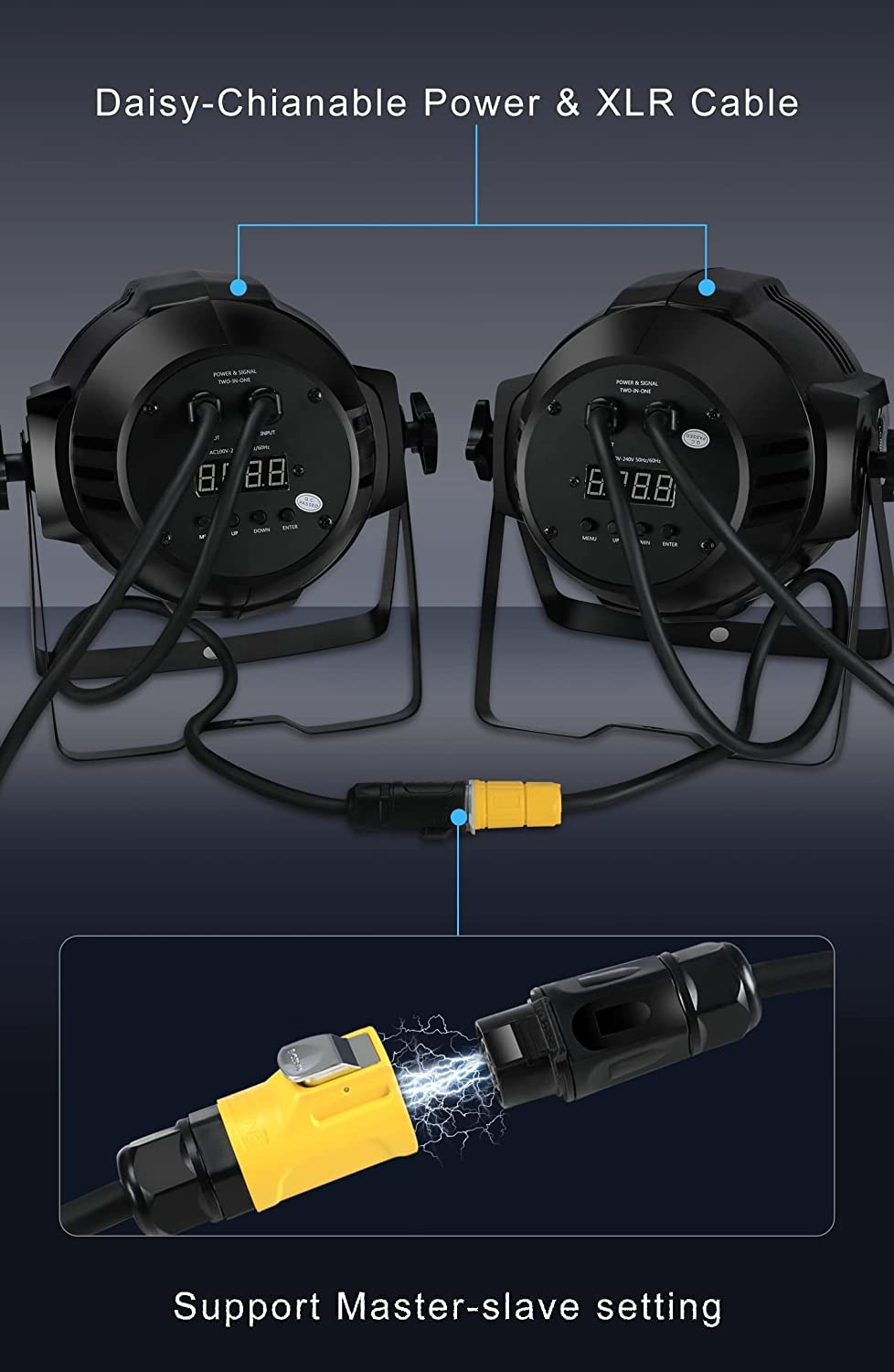 Sevenstars Dj Lights Cob Warm And Cold White Par Lighting, 100W Dmx Par Light Sound Activated, Professional Stage Lights For Wed