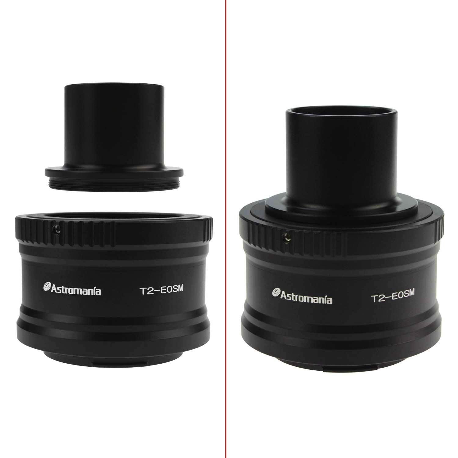 Astromania Canon Eos M T2 Mount Lens Adapter And M42 To 1.25'' Telescope Adapter (T Mount) For Canon Eos M Camera System Telesco