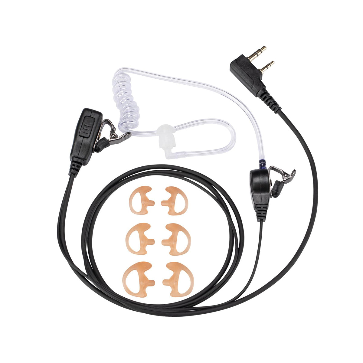 Airsn 2 Pin Fbi Earpiece/Headset For Walkie Talkie With Clear Sound Ptt Mic&Soft And Comfort Acoustic Tube For Uv 5R Bf F8Hp Bf 888S, Kenwood Tk3230 Two Way Radio (1 Pack)