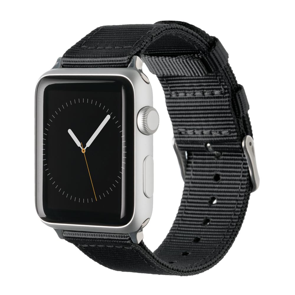 Archer Watch Straps - Premium Nylon Straps for Apple Watch (Black, Stainless, 44/45/46/49mm)