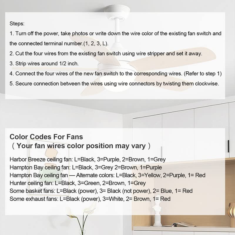 2Ps Ceiling Fan Switch Zing Ear Ze 208S E89885 3 Speed 4 Wire Pull Chain Switch Fan Light Switch Replacement Part With 4 Pre Ins