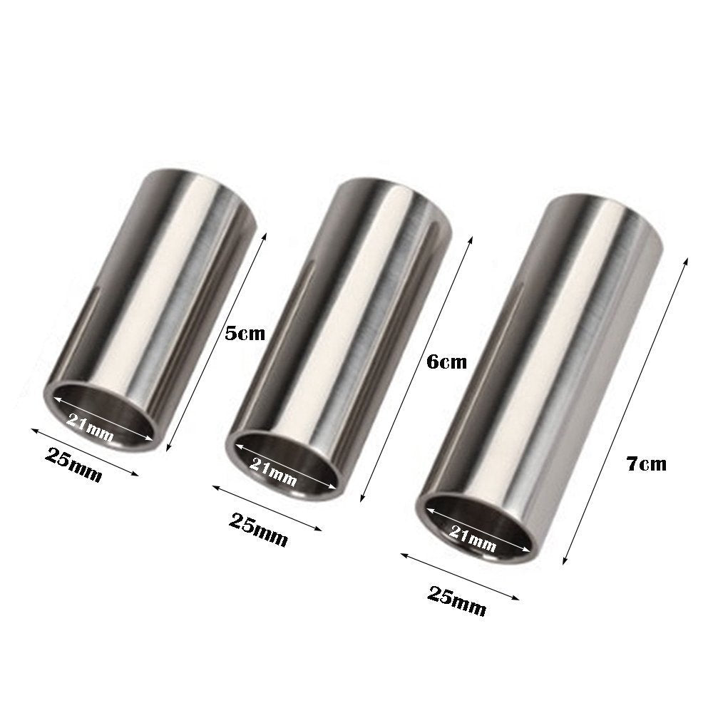 Bestgle Guitar Slide, Set Of 3 Sizes Stainless Steel Guitar Slides Metal Hard Chrome Plated Finger Slide For Electric Acoustic G