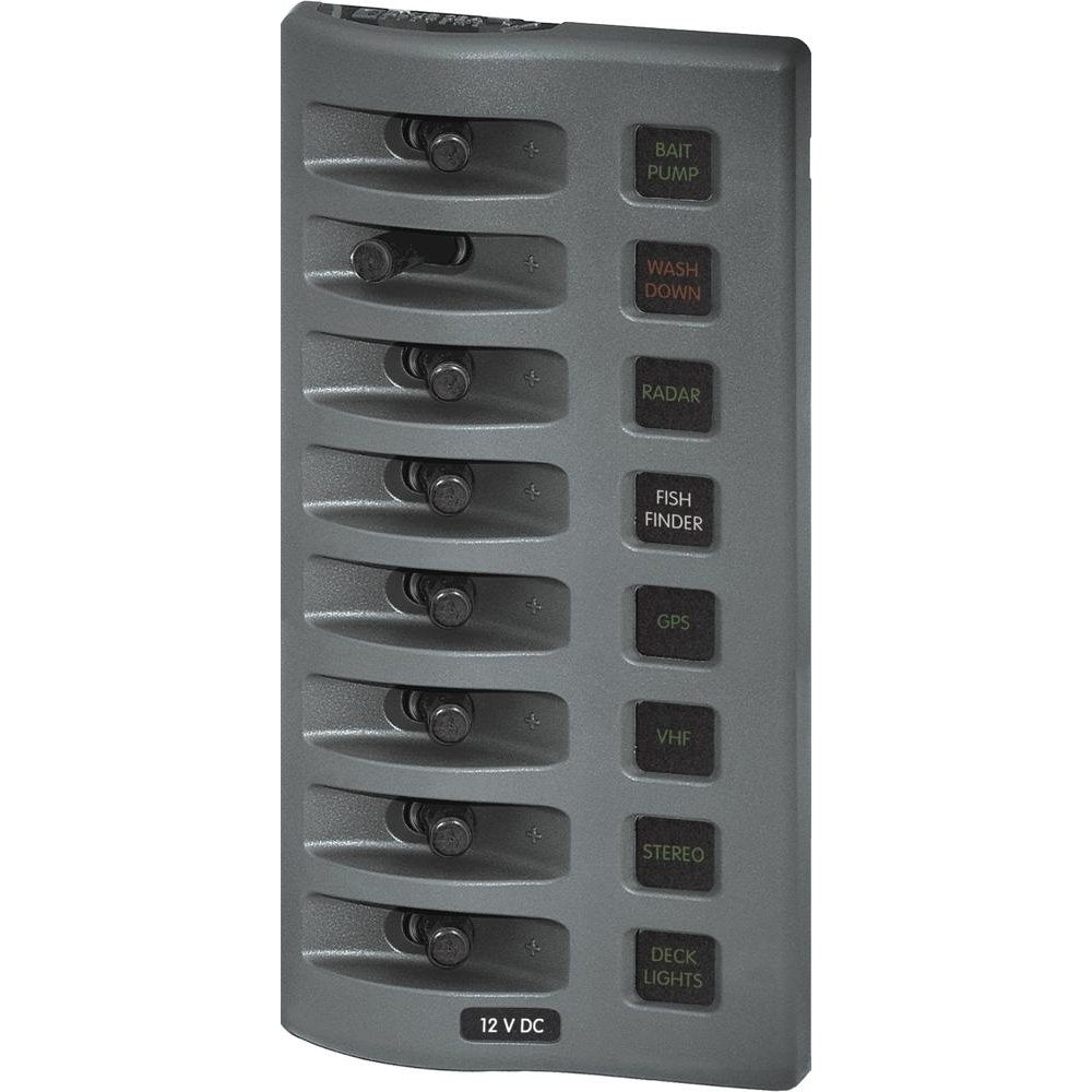 Blue Sea 4308 Weatherdeck Water Resistant Fuse Panel   8 Position   Grey