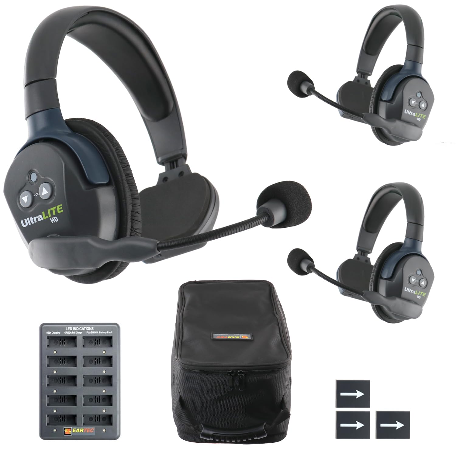 Eartec Ul3S Ultralite Hd 3 Person Full Duplex Wireless Intercom Headset Communication System, Single Ear Headsets, Up To 1000Ft Range, U.S. Company