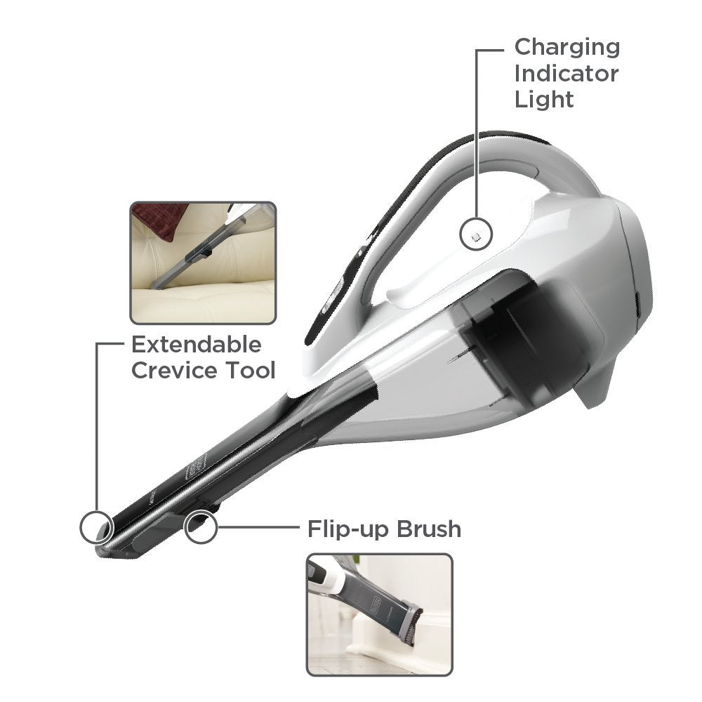 Black+Decker Dustbuster Advancedclean Cordless Handheld Vacuum, Powder White (Hvla325J10)