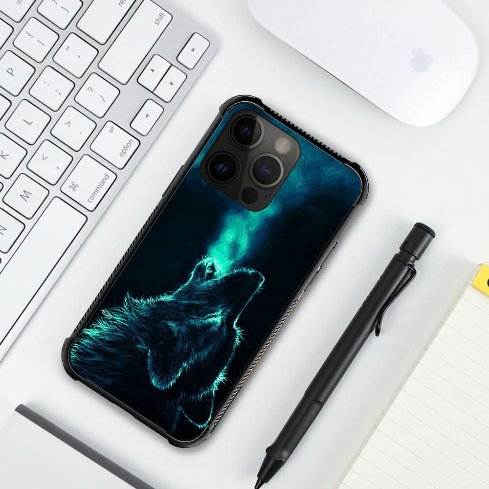 ZHEGAILIAN iPhone 14 Pro Nebula Wolf Tempered Glass TPU Shock Protective Case