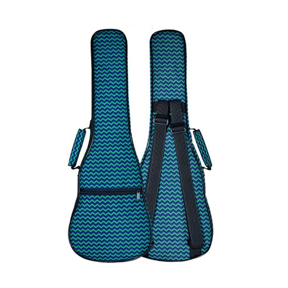 HOT SEAL 10MM Sponge Padding Waterproof Durable Colorful Conventional Ukulele Case Bag with Storage (23/24 Inch, Green Waves)