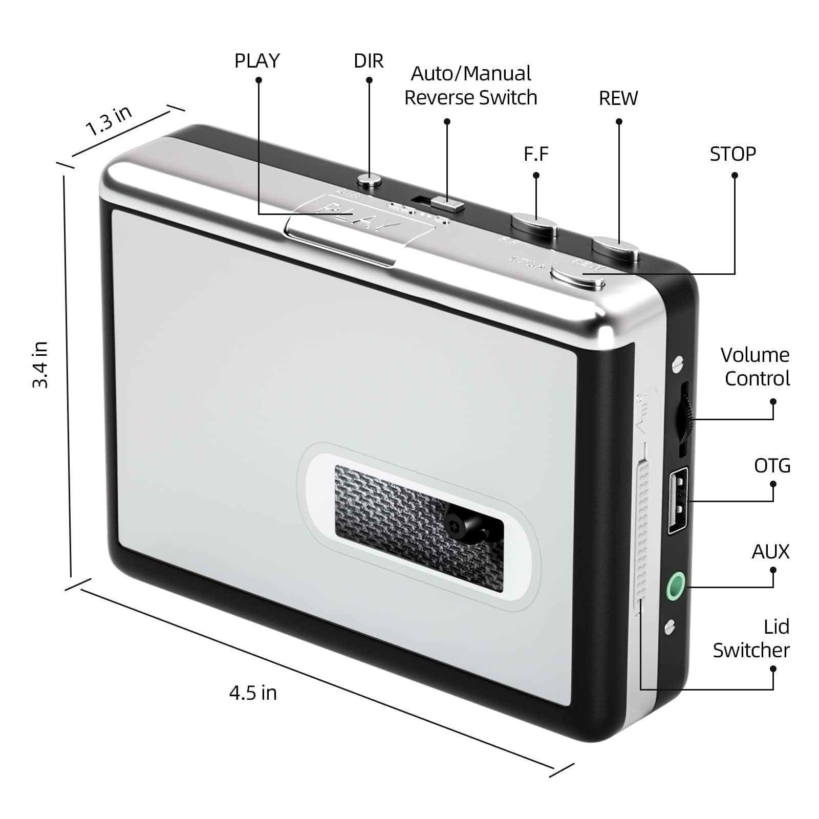 Reshow Portable Cassette Player, Best Overall Standalone Usb Cassette To Mp3 Converter, Audio Music Cassette Tape To Digital Con