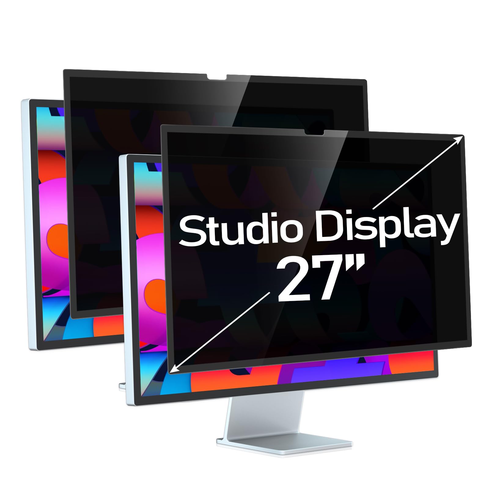 Filmext [2 Pack[2022 New] 27 Inch Privacy Screen For Monitor Compatible With Apple Studio Display 27'' Only,Removable Computer M
