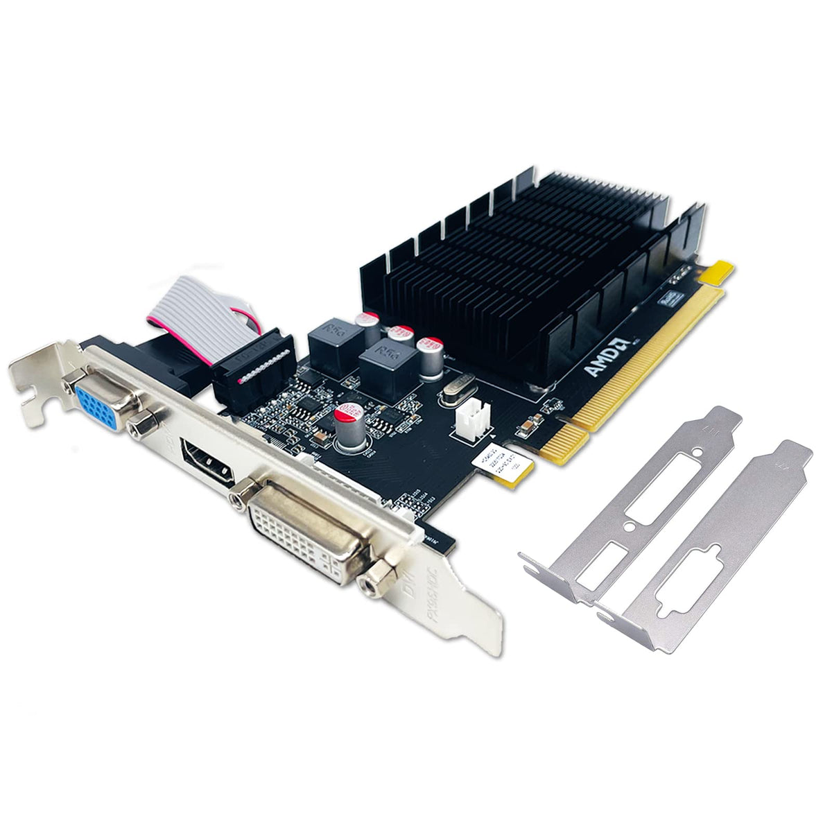 Qthree Radeon Hd 5450 Graphics Card,2Gb,Gddr3,64 Bit,Dvi,Hdmi,Vga,Low Profile Video Card For Pc,Computer Gpu,Pci Express X16,Dir