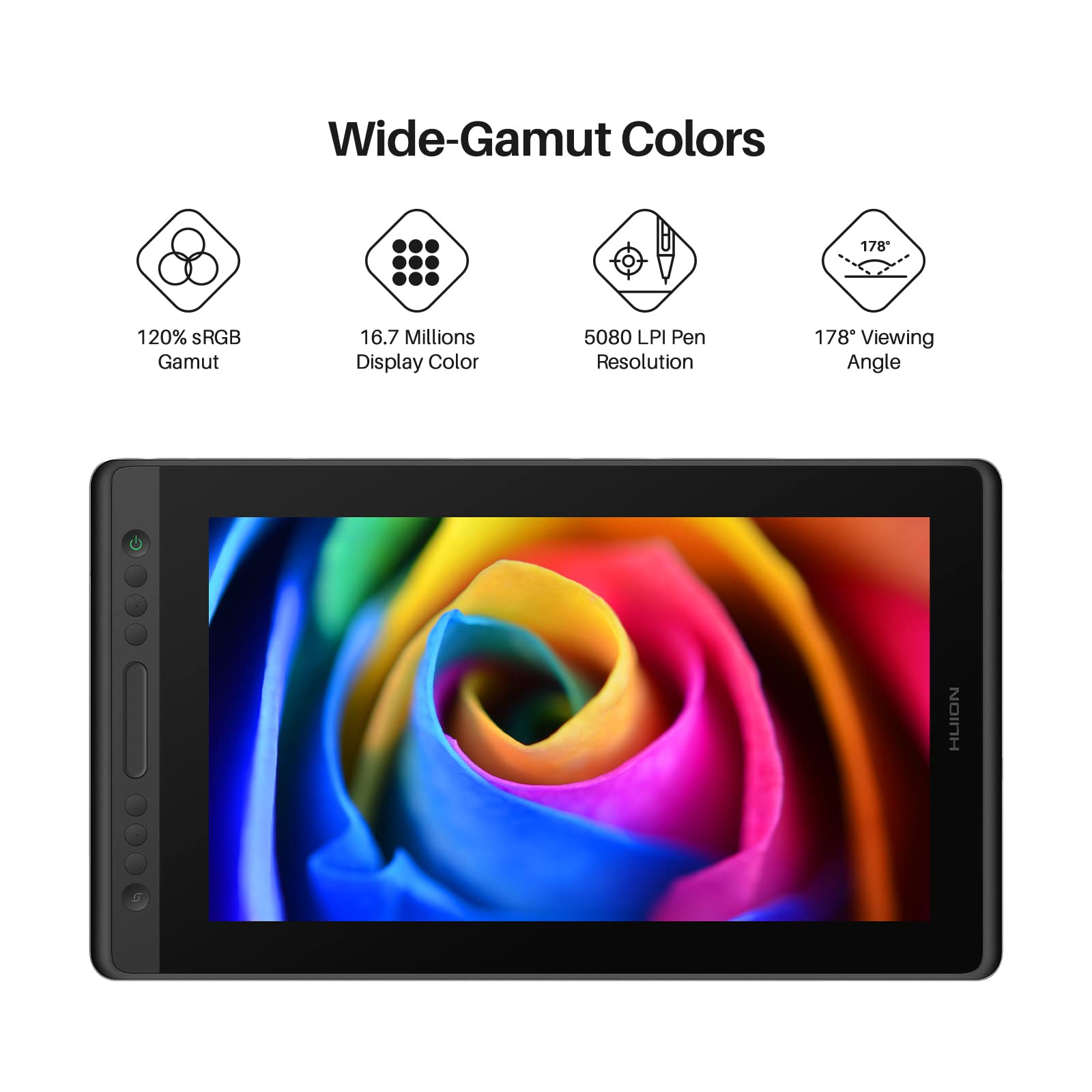 Huion Kamvas Pro 16 Drawing Tablet With Screen, 15.6 Inch Pen Display Anti-Glare Glass 6 Shortcut Keys Adjustable Stand, Graphic