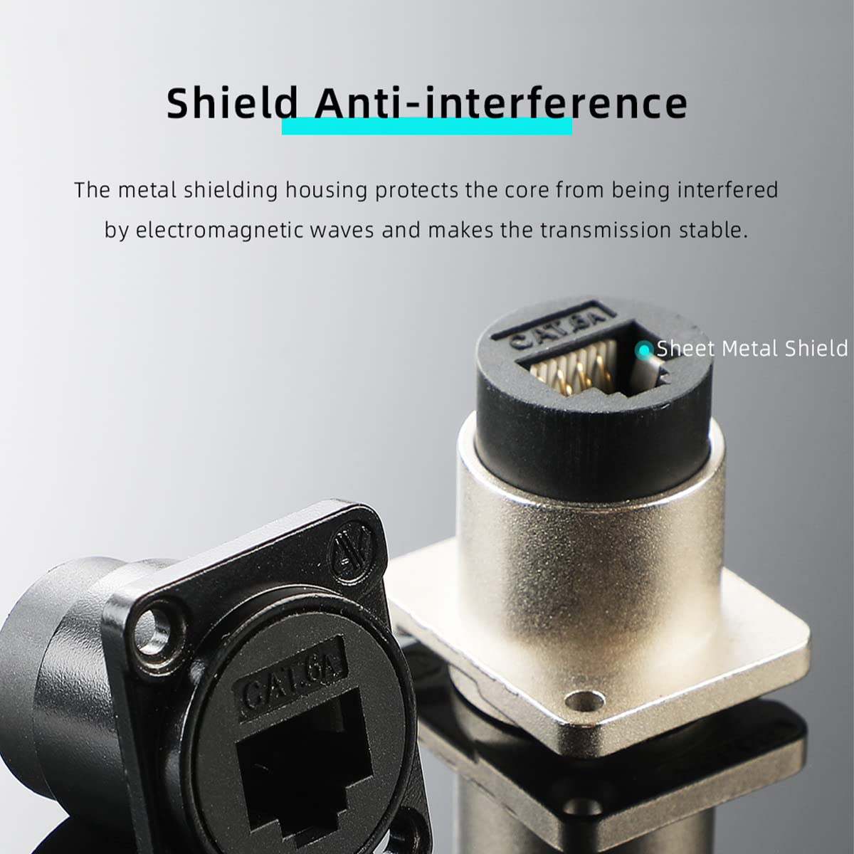 Penglin 5Pcs Rj45 Shielded Panel Mount Connector, D Type Rj45 Cat6A Socket, Female To Female Double Head Feed Thru Waterproof Ne