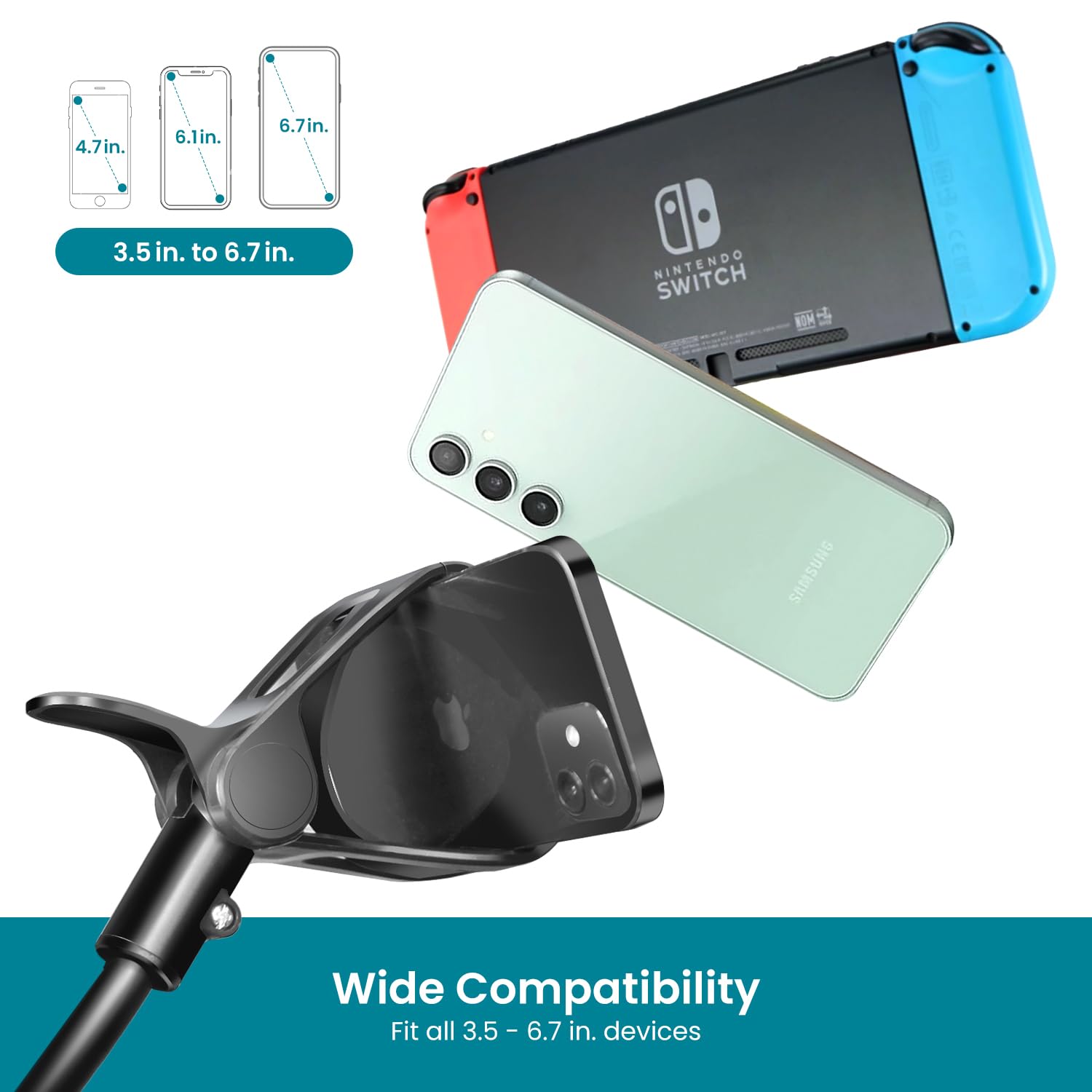 Limostudio Gooseneck Phone Holder 30-Inch Long Flexible Arm With Clamp, 360 Degree Swivel Rotatable For Photo Desk Table Headboa