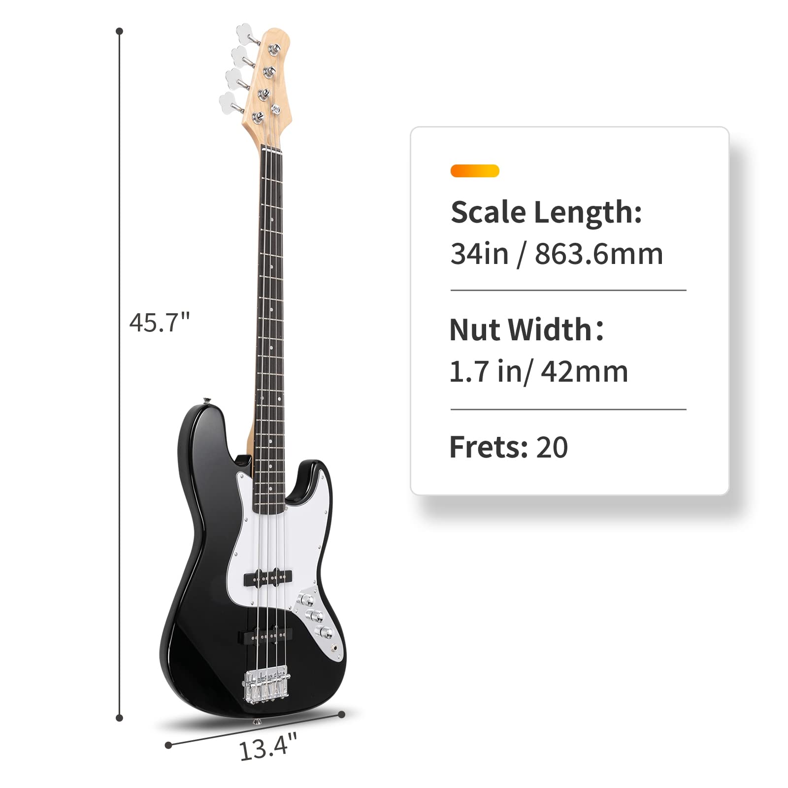 Ktaxon Electric Bass Guitar With 20Watt Amplifier, 4 String Right Handed Electric Bass Kit For Beginner & Professionals W/A Bag,