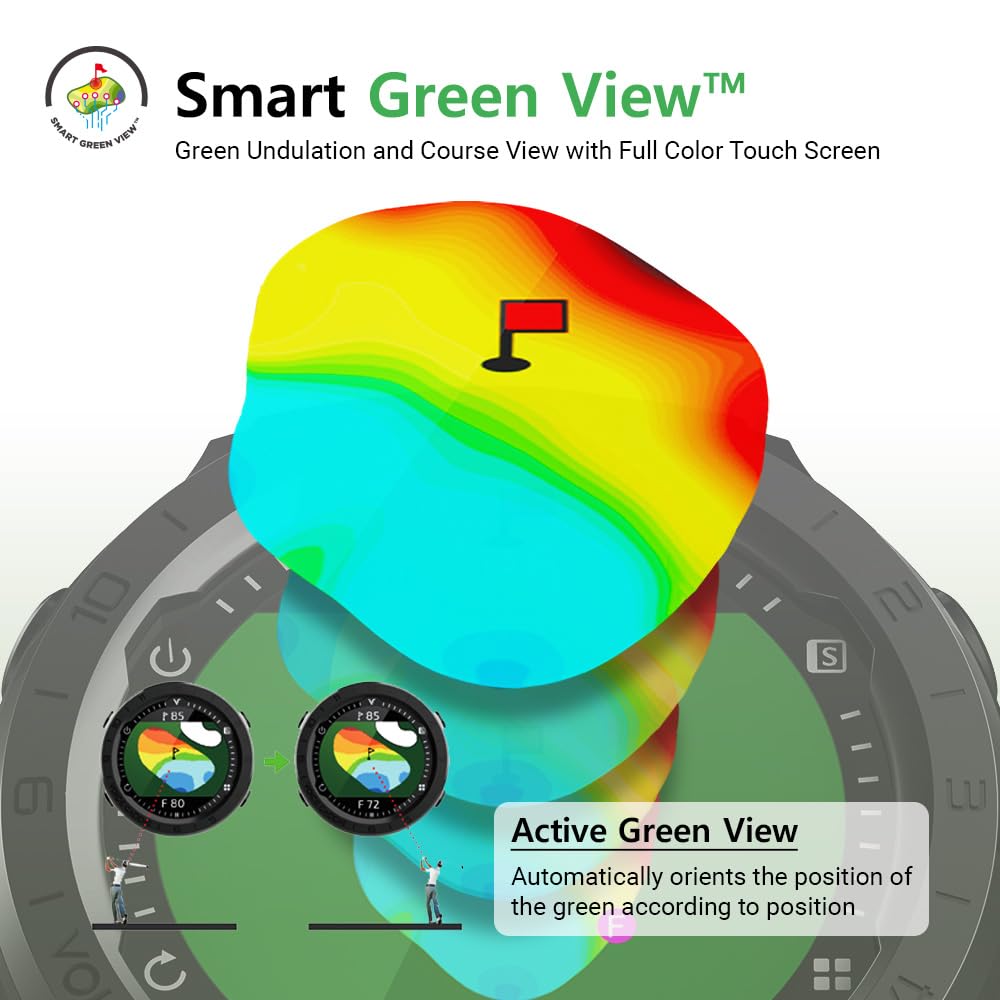 Voice Caddie A3 Golf Watch Subscription Free With Green Undulation, 40K+ Preinstalled Courses, Lightweight W/Slope Mode 1.3'' Co