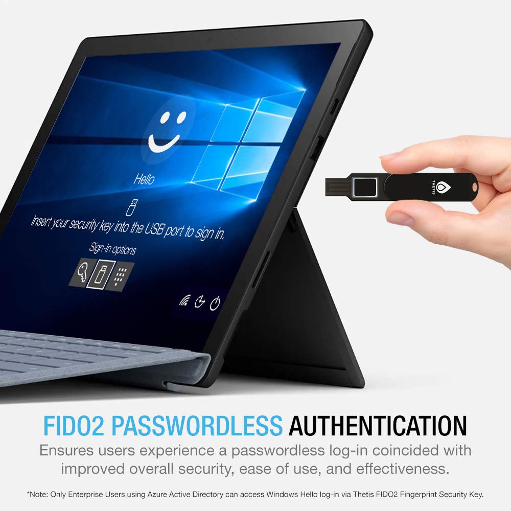 Thetis Fido2 Security Key Fingerprint Usb A, Two Factor Authenticator, Multi Layered Protection Hotp / U2F Compatible Windows, Macos, Gmail, Linux For Office Business   Black