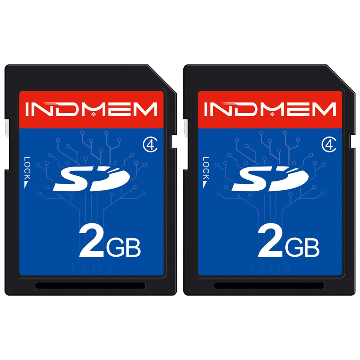 Indmem 2 Pack Sd Card 2Gb Class 4 Flash Memory Card 2G Slc Stanard Secure Digital Cards (2Pc)