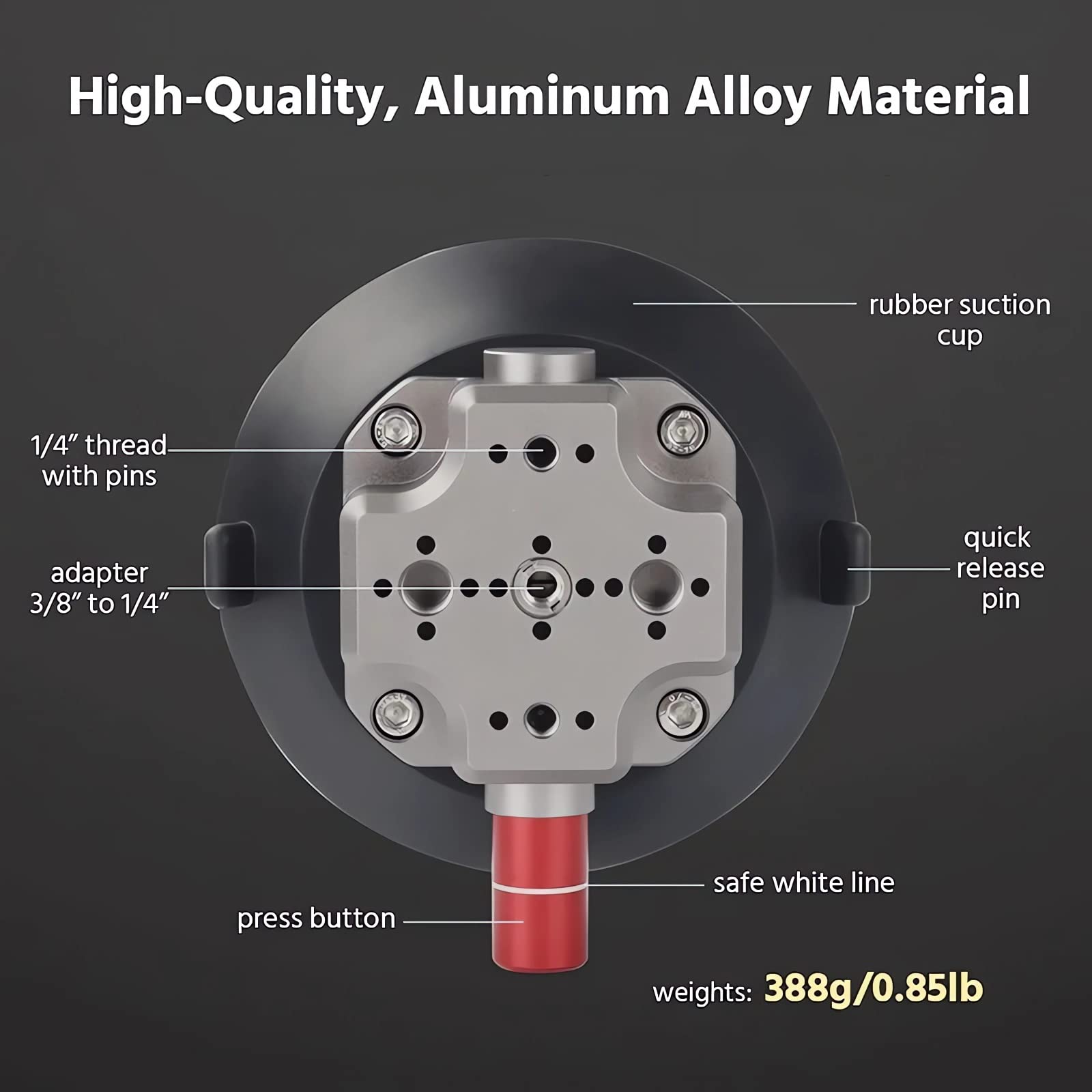 Mimiracle Camera Suction Cup Mount, 4.5'' Pump Actived Vacuum Suction Mount Compatible With Action Cameras, Dslr Cameras, Secure